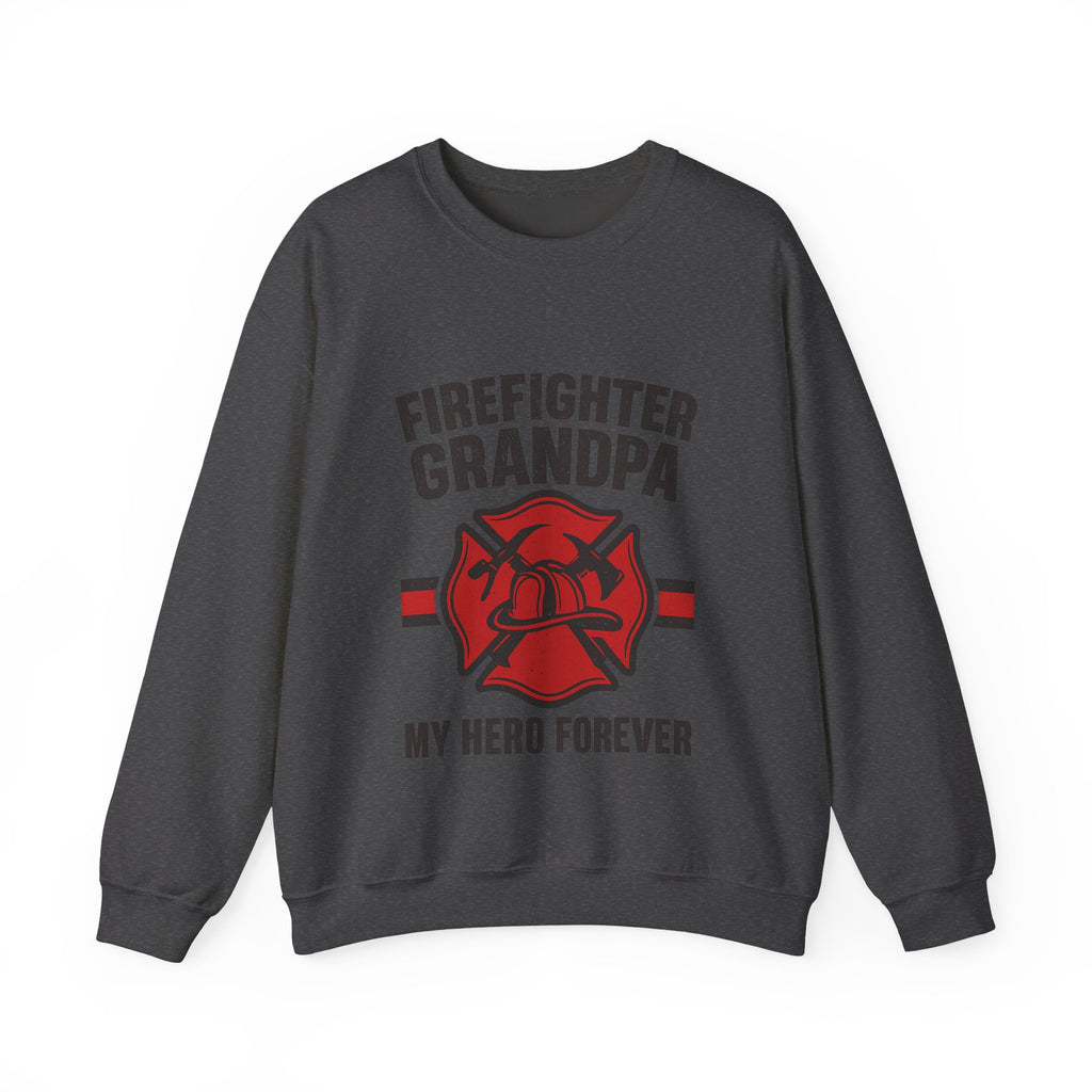 Firefighter Grandpa Sweatshirt My Hero Forever Gift Vintage Fire Station Badge Grandparents Day Fireman Grandfather Shirt