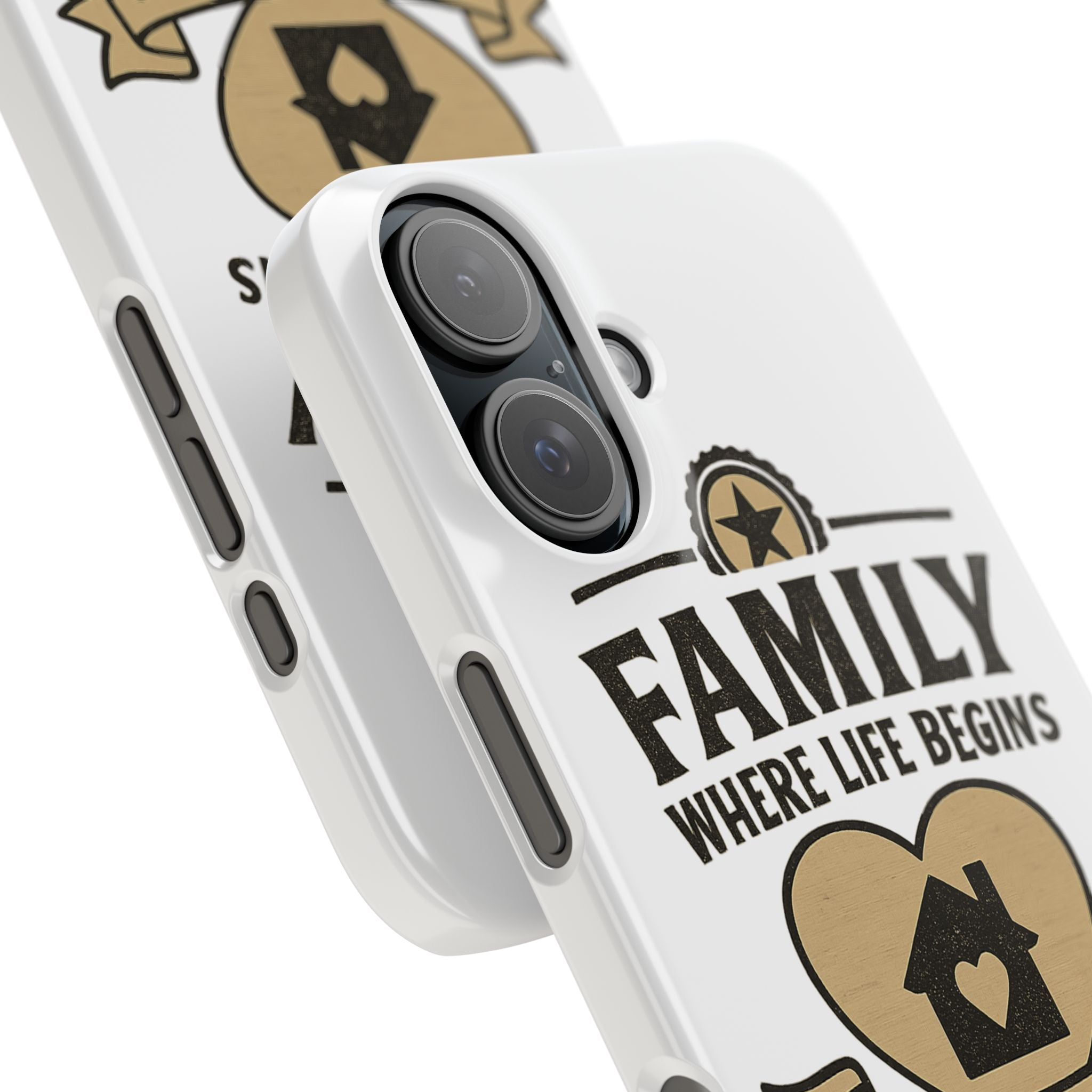 Family Where Life Begins Love Never Ends Phone Case, Rustic Farmhouse Gift for Mom Grandma, Mother's Day Gift, Heart Home Decor