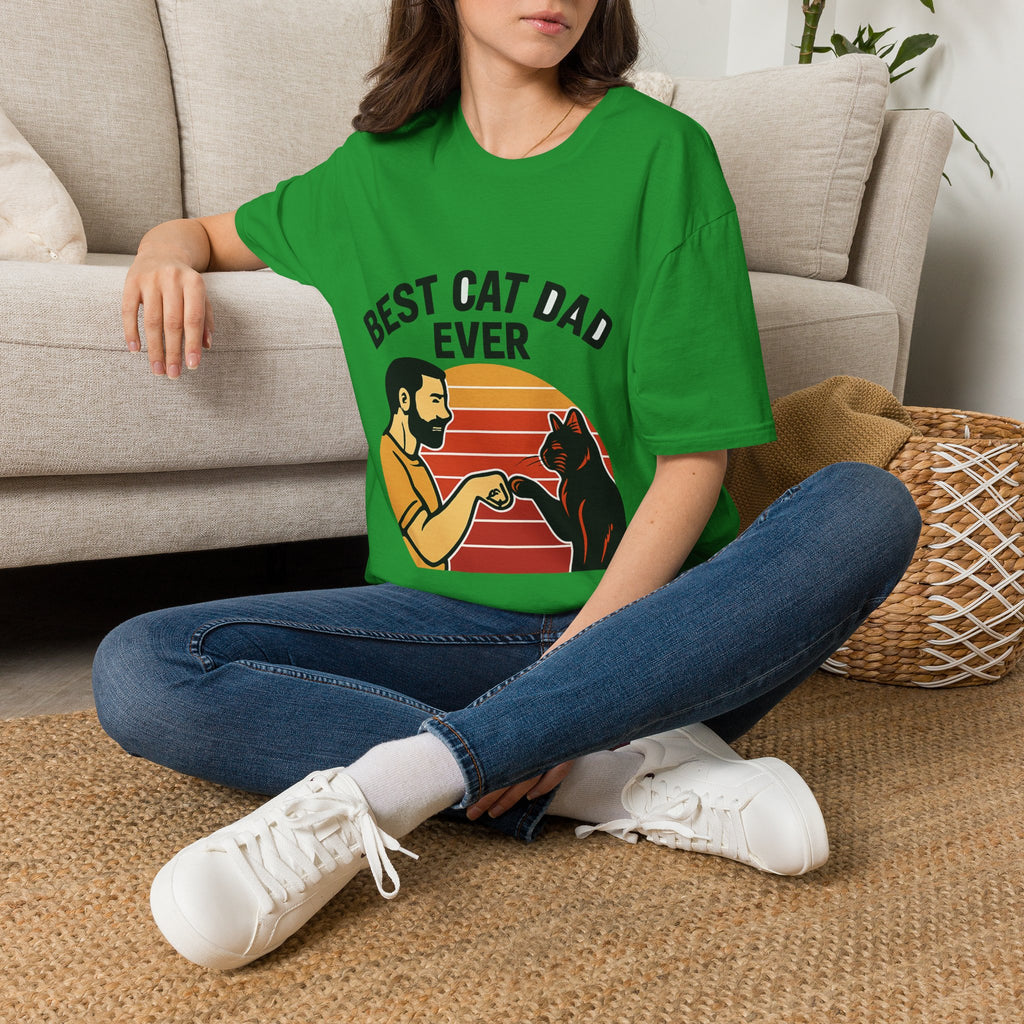 Best Cat Dad Ever Shirt Vintage Retro Cat Lover Gift for Men Father's Day Cat Owner Tshirt Funny Cat Dad Gift Retro Sunset Tee