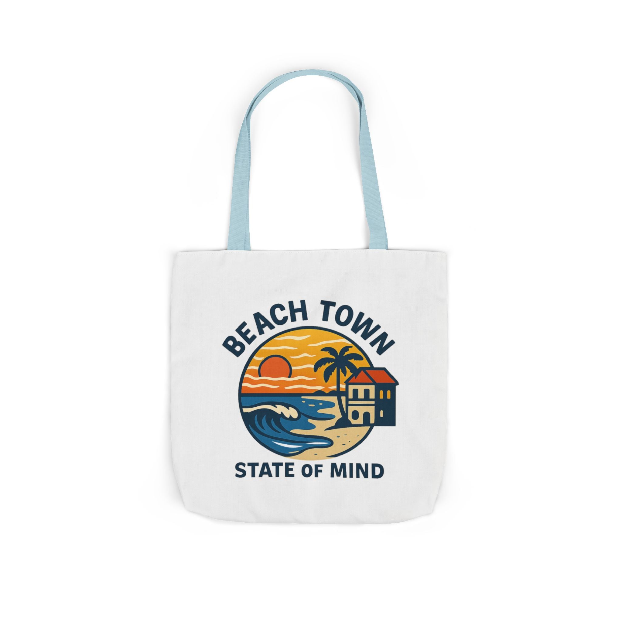 Beach Town State of Mind Tote Bag | Coastal Lifestyle Gift | Ocean Lover Canvas Bag | Beach Vibes Nautical Tote | Summer Beach Bag