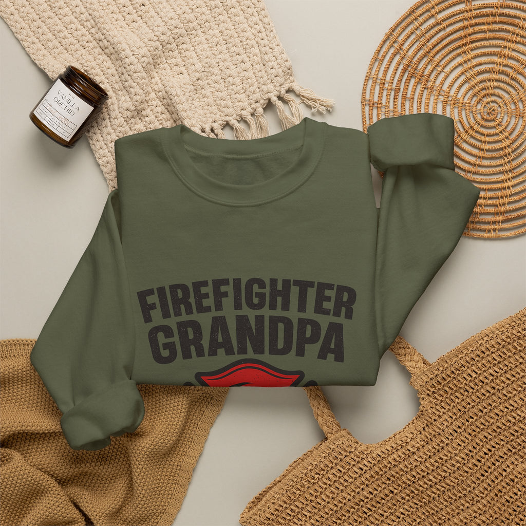 Firefighter Grandpa Sweatshirt My Hero Forever Gift Vintage Fire Station Badge Grandparents Day Fireman Grandfather Shirt