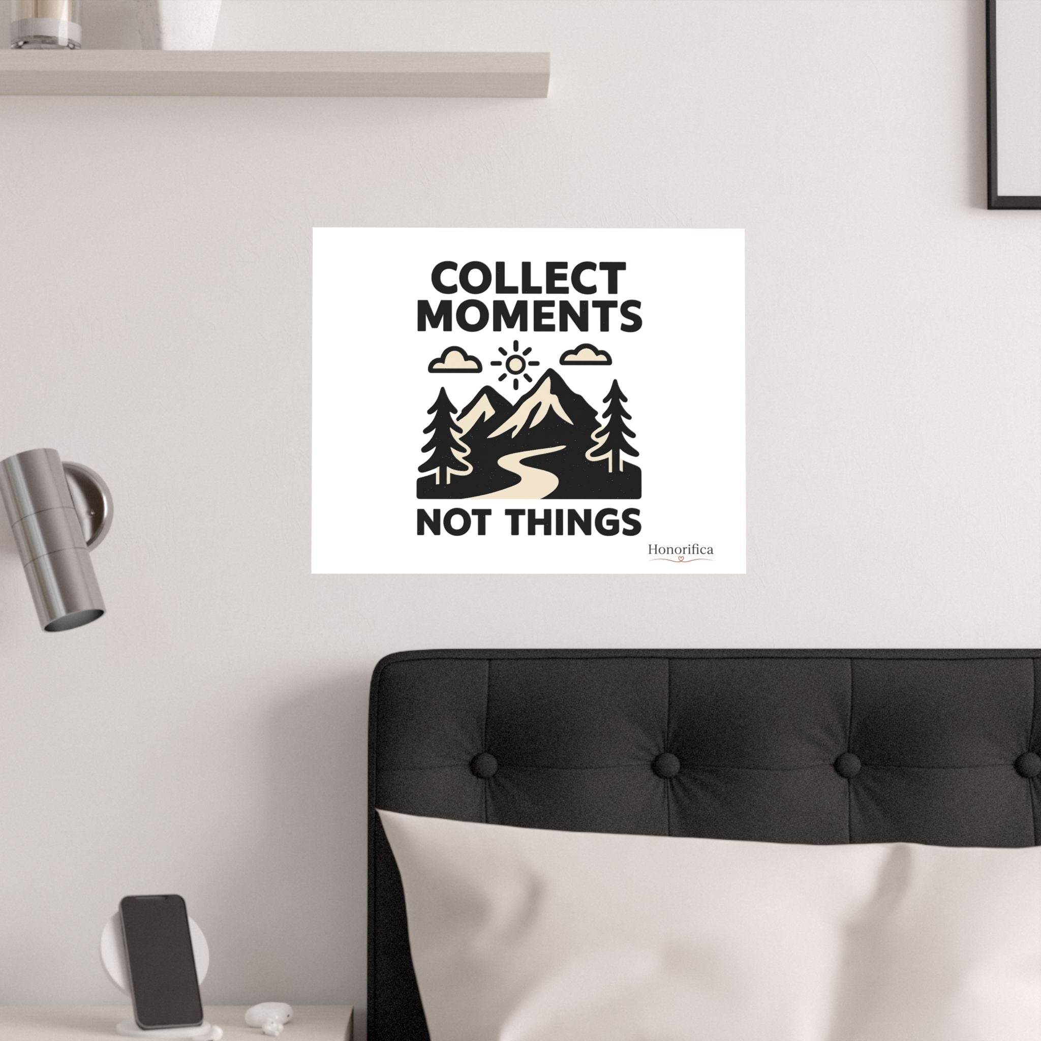 Collect Moments Not Things Mountain Poster, Travel Quote Wall Art, Adventure Gift, Minimalist Nature Print, Wanderlust Home Decor