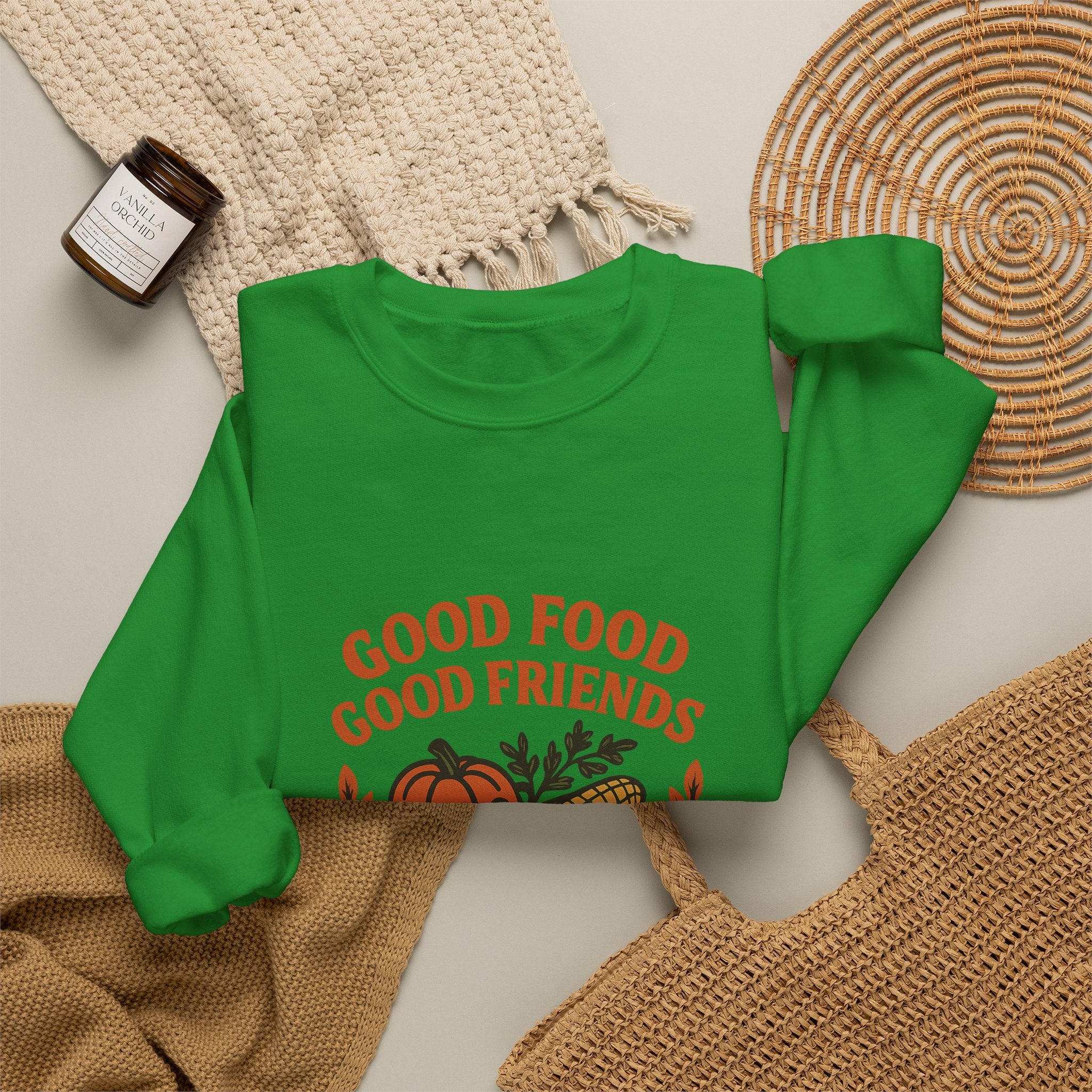 Good Food Good Friends Grateful Heart Sweatshirt, Thanksgiving Hostess Gift, Cooking Sweatshirt, Kitchen Lover Gift, Autumn Cozy Top