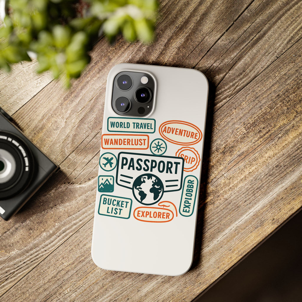 Passport Stamp Phone Case World Travel Gift Wanderlust Adventure Traveler Bucket List Globetrotter Trip Souvenir Explorer Map