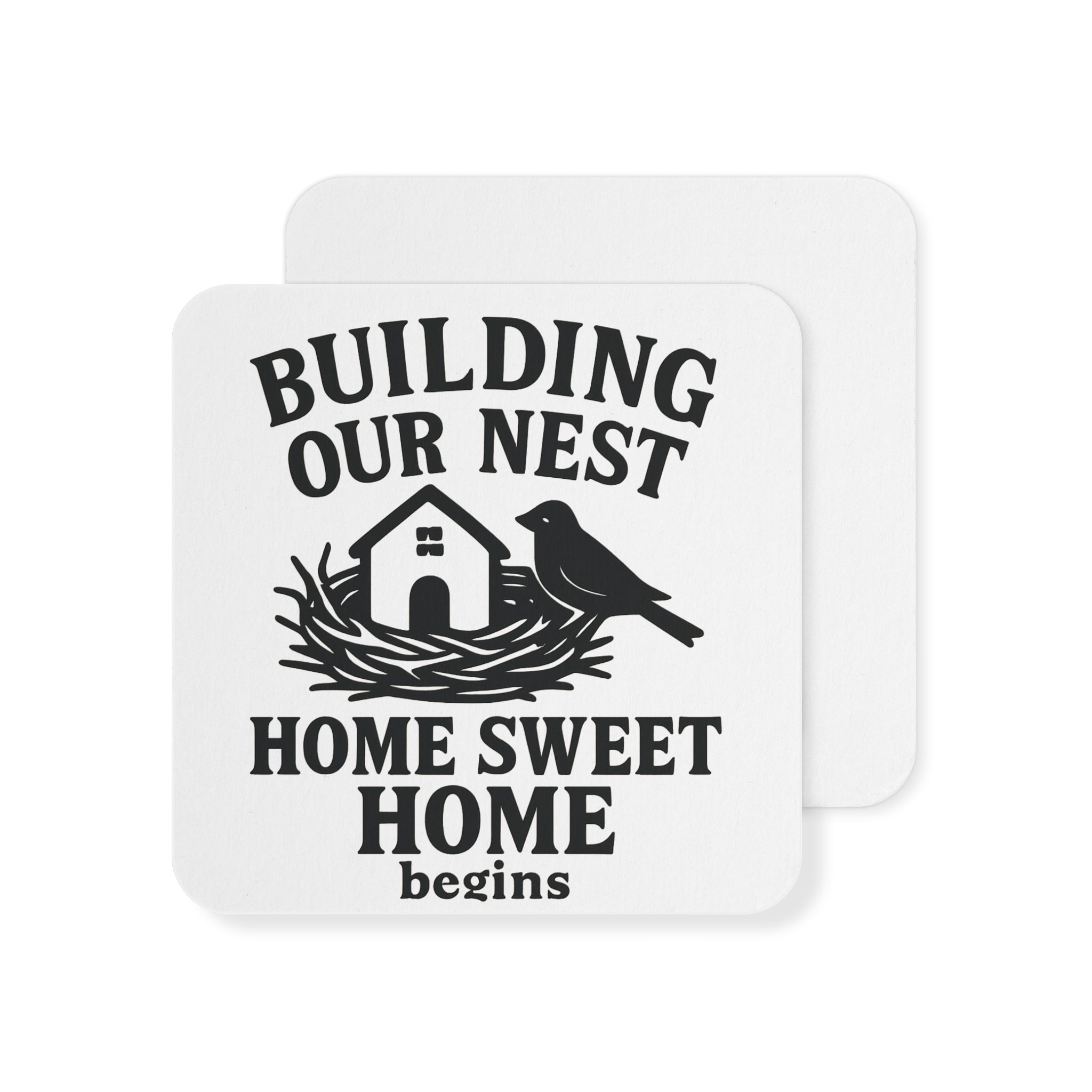 Housewarming Gift Coaster Set, New Home Gift for Couple, Building Our Nest Cork Coasters, Farmhouse Home Sweet Home Decor