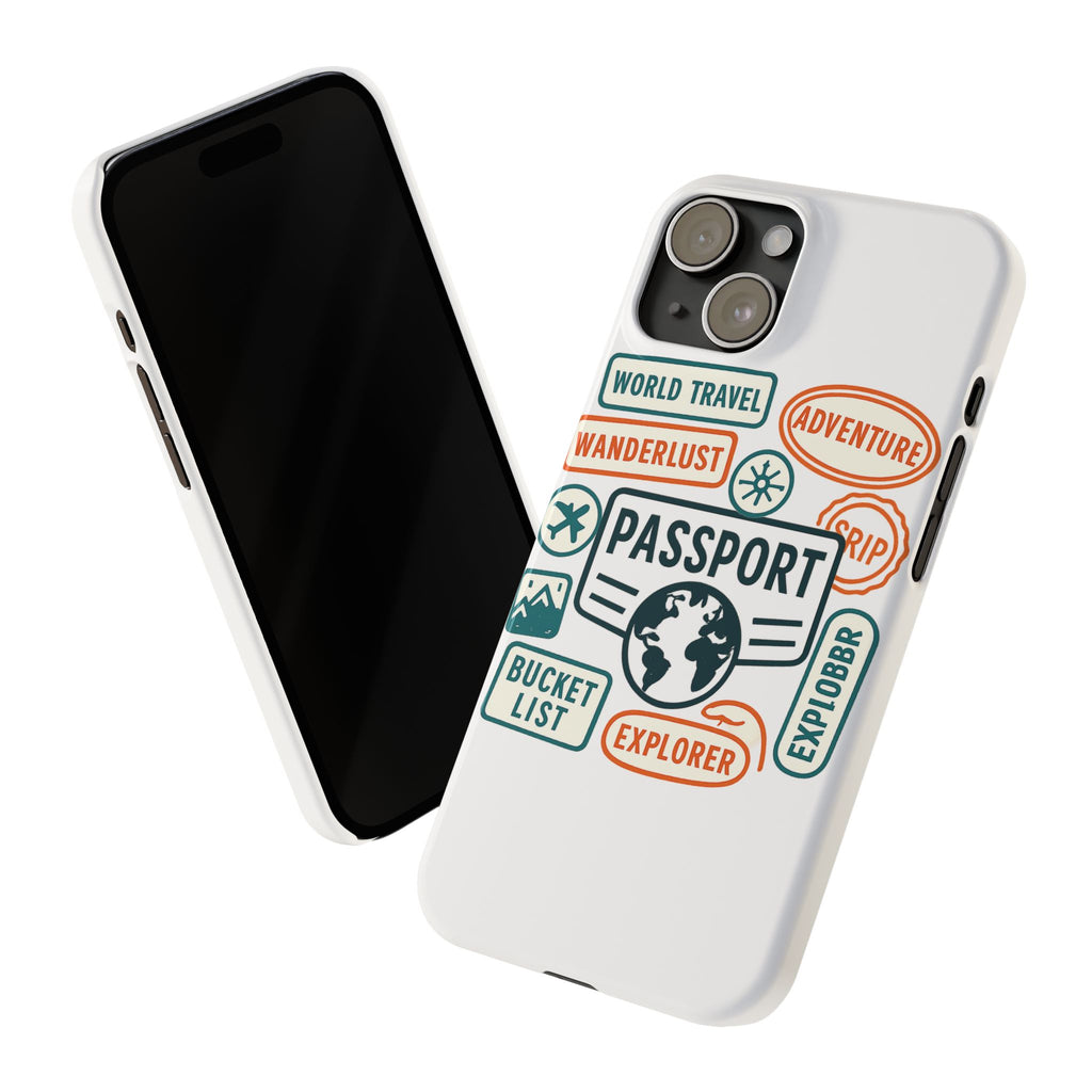 Passport Stamp Phone Case World Travel Gift Wanderlust Adventure Traveler Bucket List Globetrotter Trip Souvenir Explorer Map