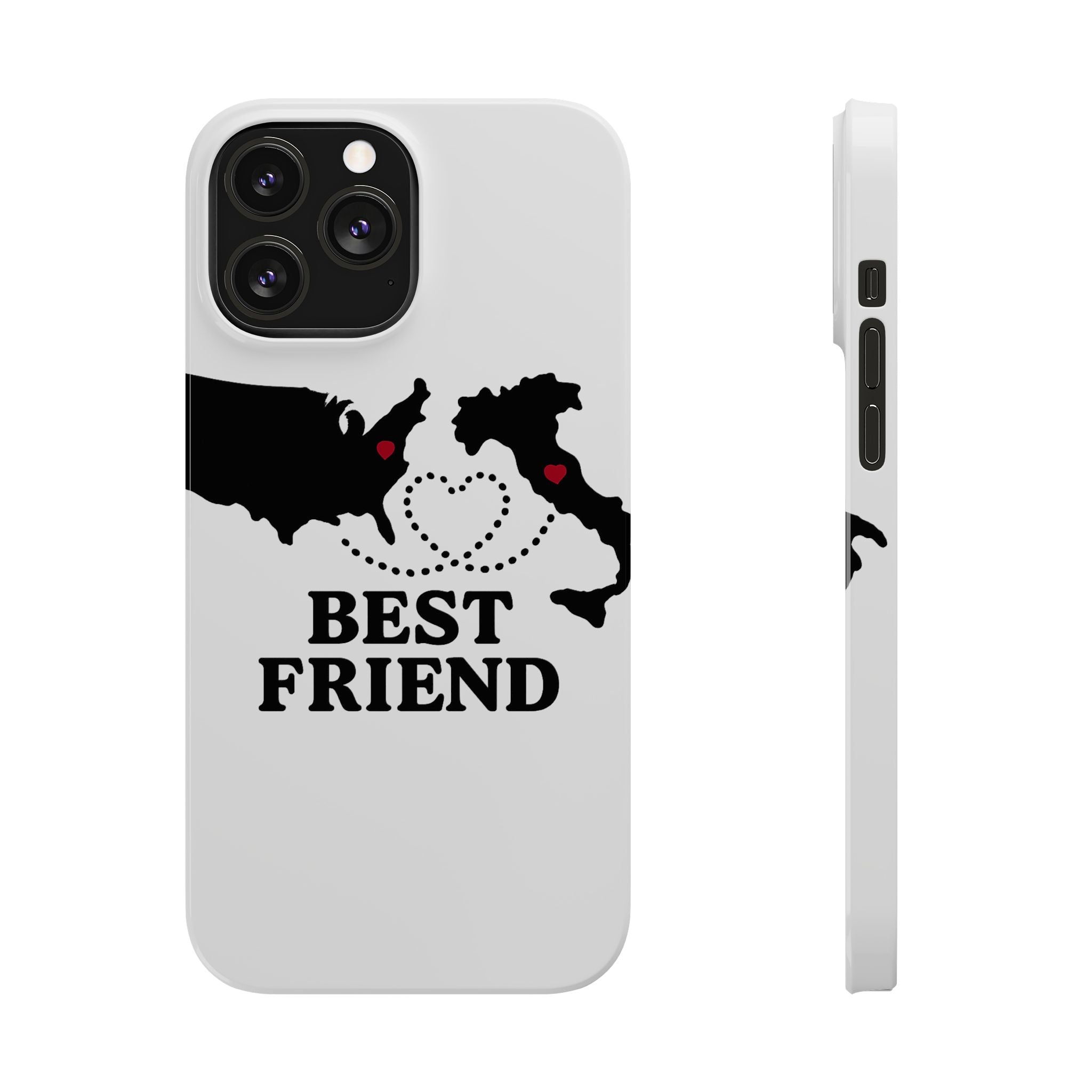 Long Distance Friendship Phone Case Personalized Coordinates Gift Best Friend Custom Location Map Heart Connection BFF