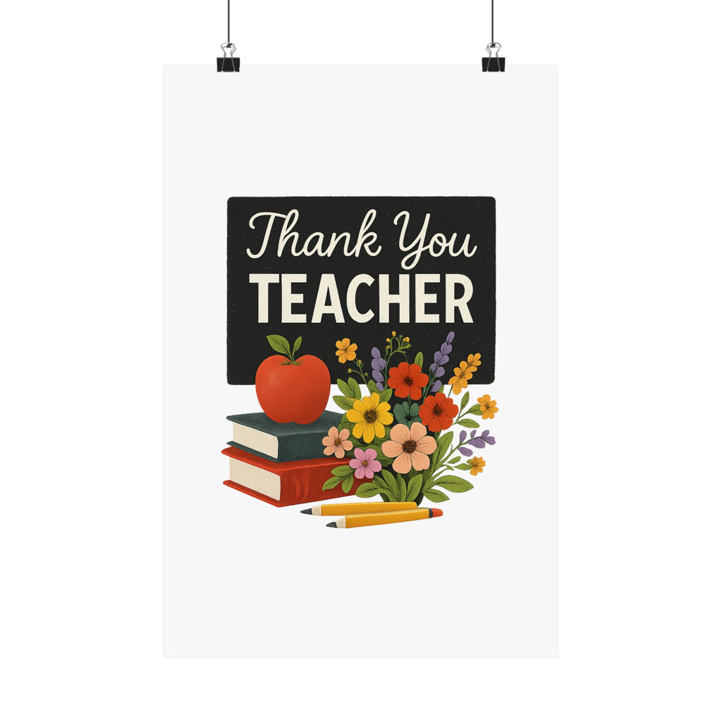 Thank You Teacher Gift Wildflower Watercolor Poster Classroom Wall Art Appreciation Print End of Year School Decor