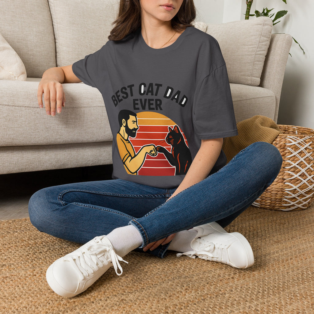 Best Cat Dad Ever Shirt Vintage Retro Cat Lover Gift for Men Father's Day Cat Owner Tshirt Funny Cat Dad Gift Retro Sunset Tee