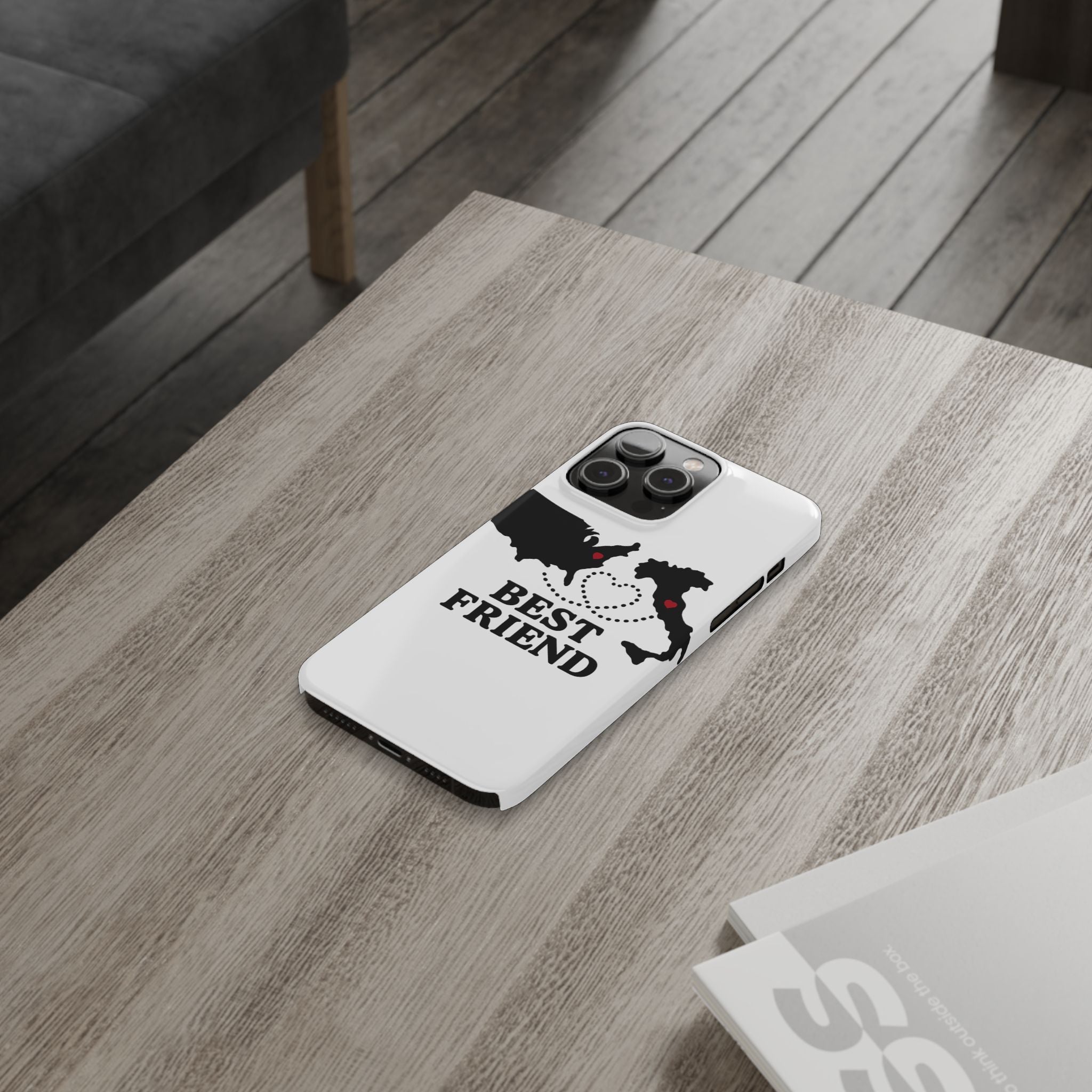 Long Distance Friendship Phone Case Personalized Coordinates Gift Best Friend Custom Location Map Heart Connection BFF