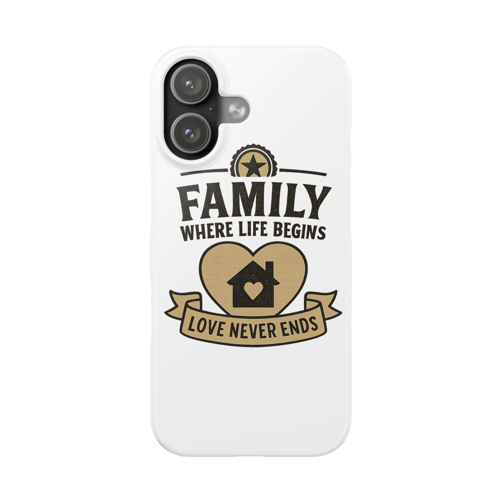 Family Where Life Begins Love Never Ends Phone Case, Rustic Farmhouse Gift for Mom Grandma, Mother's Day Gift, Heart Home Decor