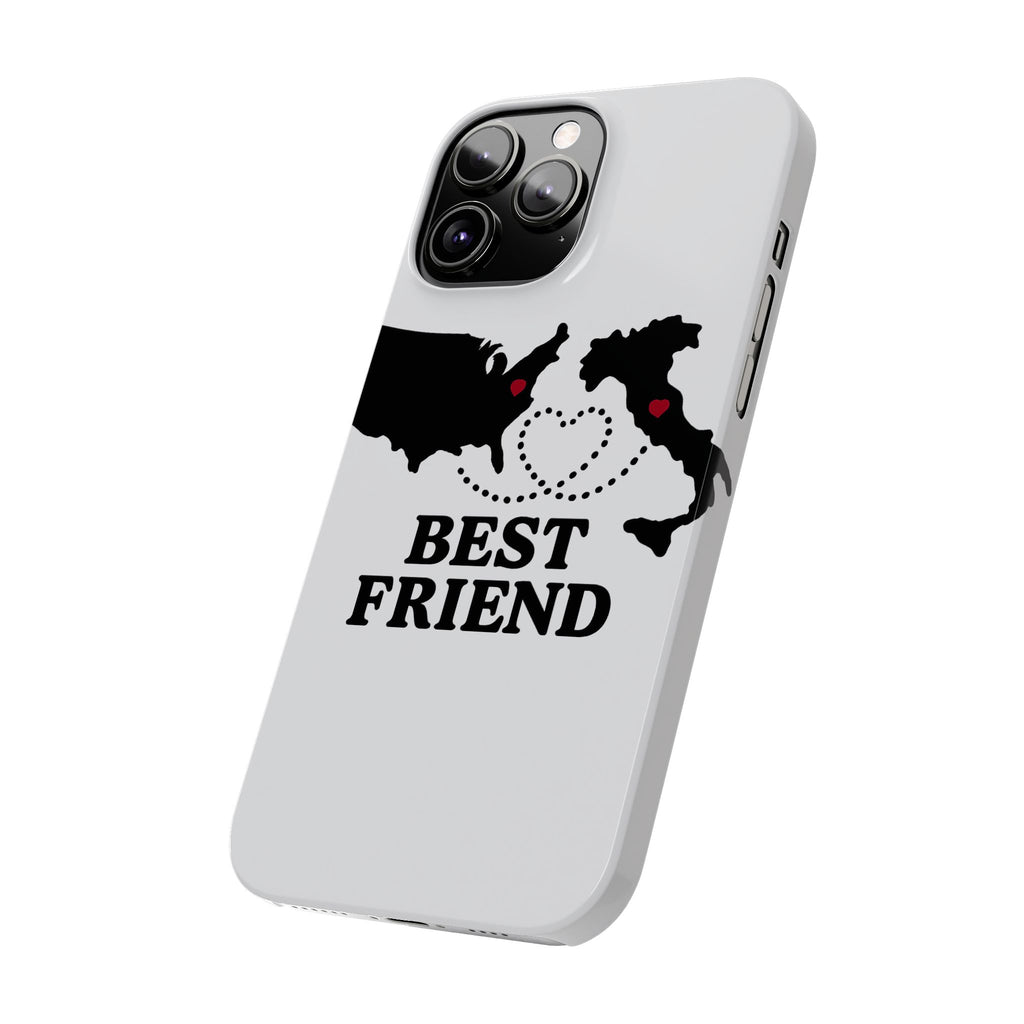 Long Distance Friendship Phone Case Personalized Coordinates Gift Best Friend Custom Location Map Heart Connection BFF