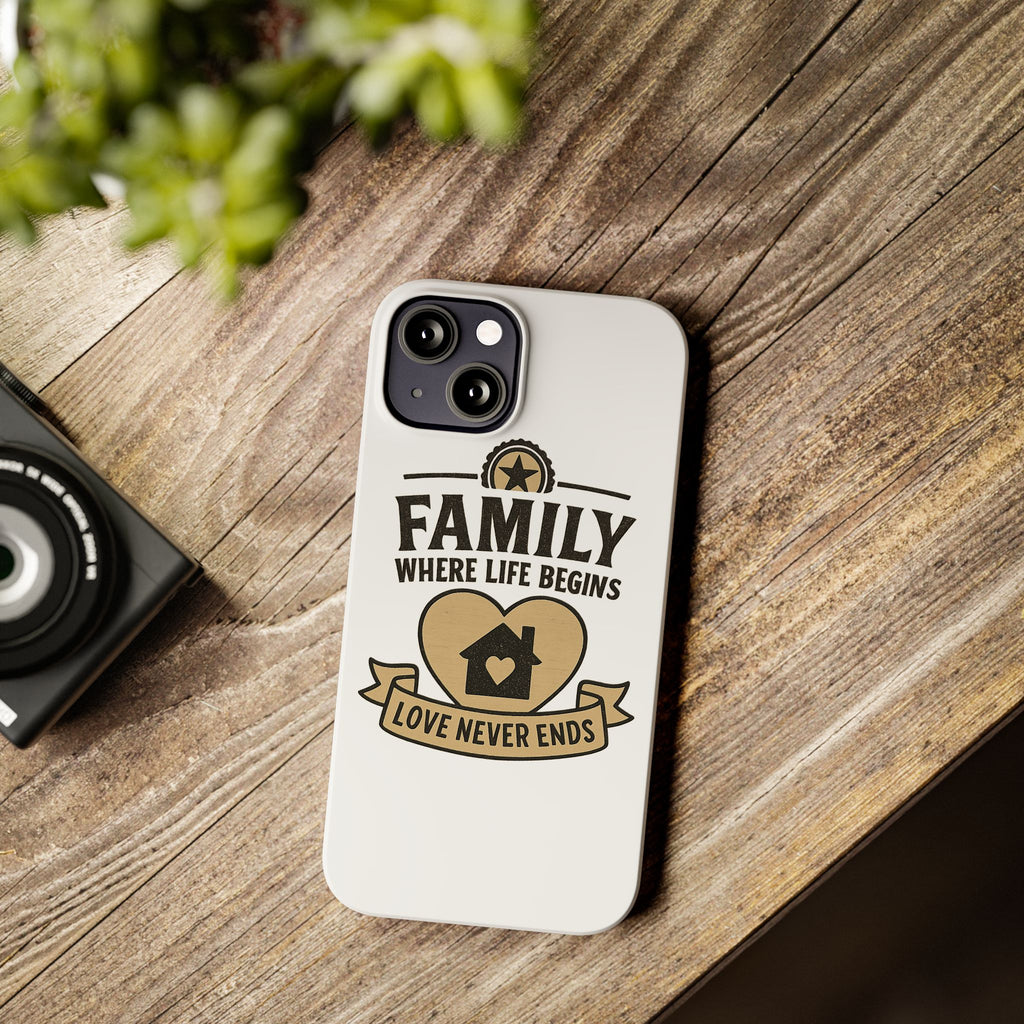 Family Where Life Begins Love Never Ends Phone Case, Rustic Farmhouse Gift for Mom Grandma, Mother's Day Gift, Heart Home Decor