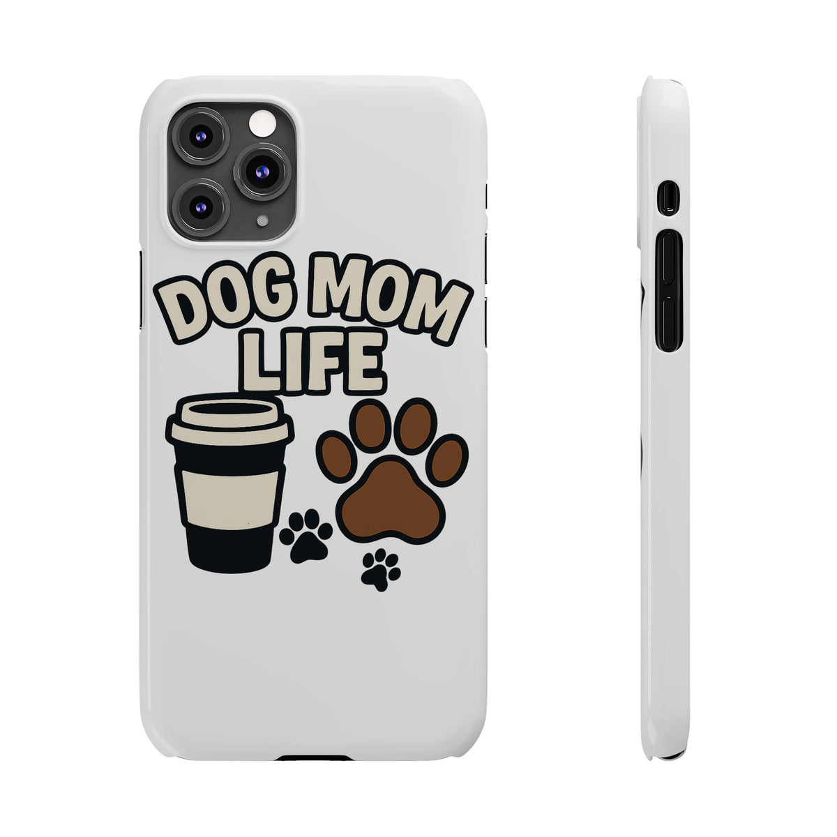 Dog Mom Life Phone Case, Coffee & Paws Illustrated Design, Gift for Dog Lover, Pet Parent Phone Case, Dog Owner Gift