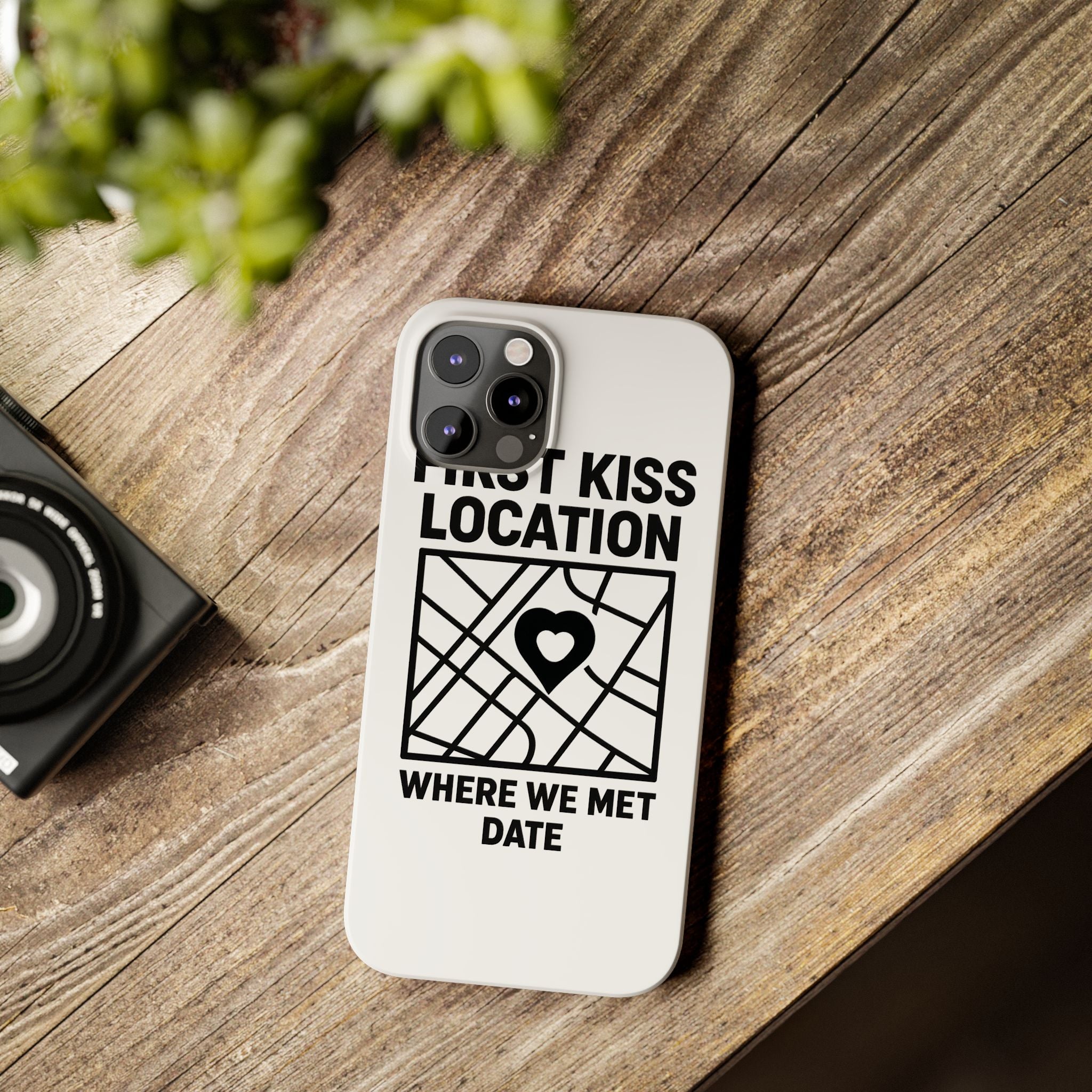First Kiss Location Phone Case Custom Map Where We Met Anniversary Gift Personalized Couples Phone Case Heart Marker