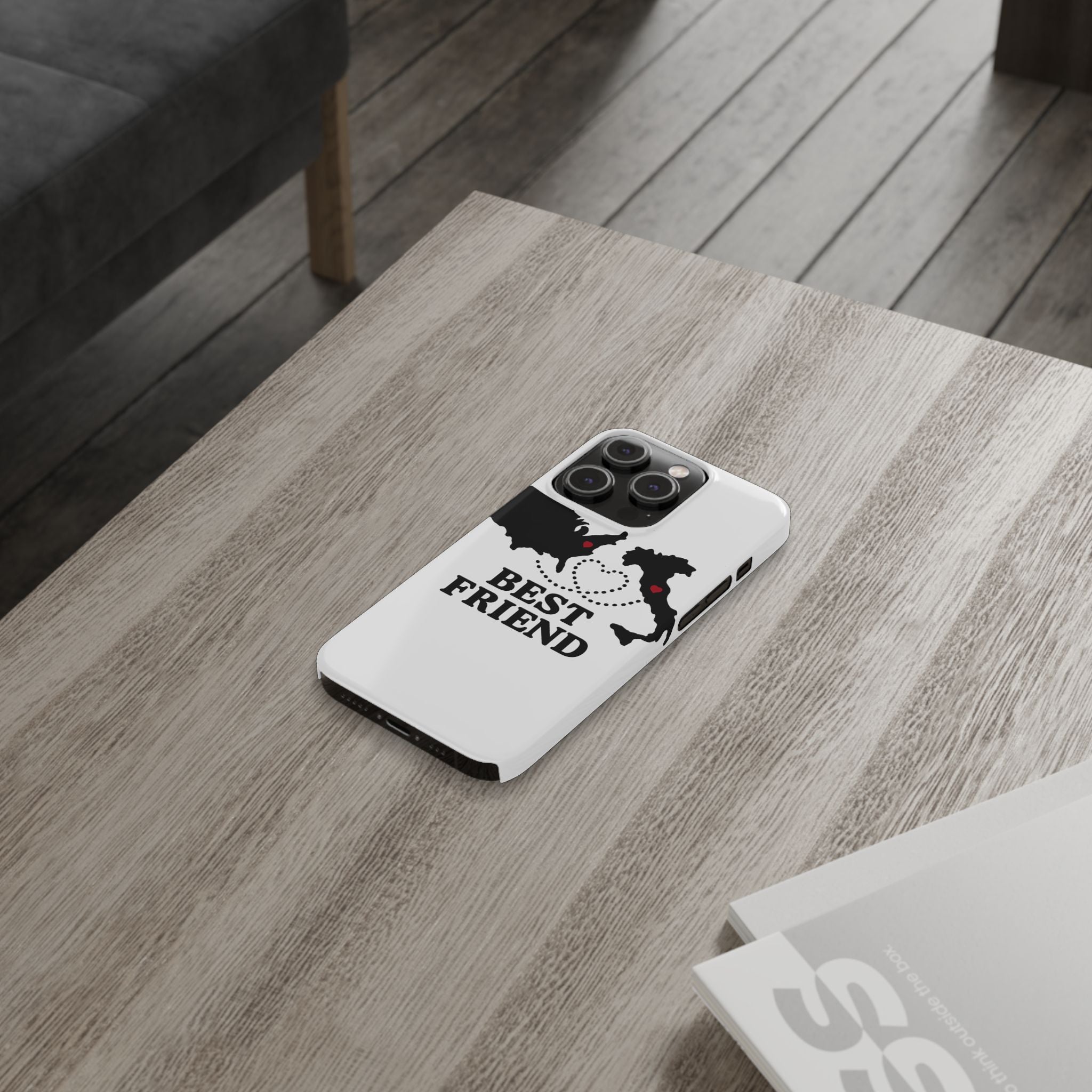 Long Distance Friendship Phone Case Personalized Coordinates Gift Best Friend Custom Location Map Heart Connection BFF