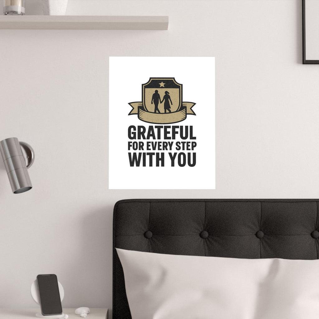 Grateful For Every Step With You Poster Anniversary Gift Relationship Milestone Couple Wall Art Vintage Gratitude Print