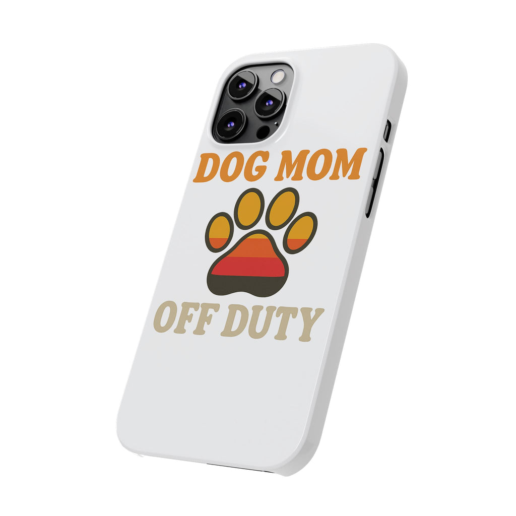 Dog Mom Off Duty Phone Case Retro 70s Vintage Dog Lover Gift Paw Print iPhone Samsung Galaxy Case Funny Pet Owner Gift