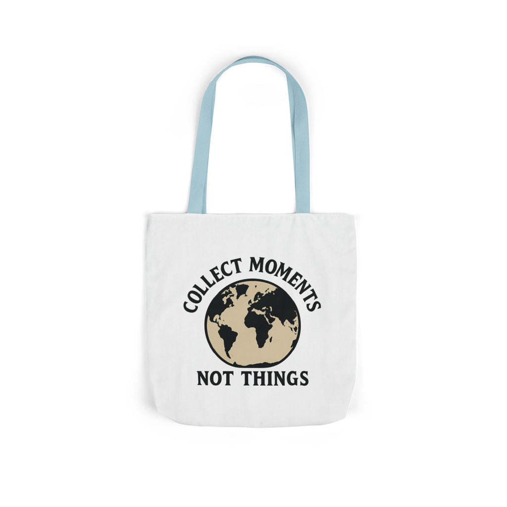 Travel Tote Bag Wanderlust Gift, Collect Moments Not Things Canvas Tote, World Map Tote Bag for Women, Traveler Gift Adventure Lover