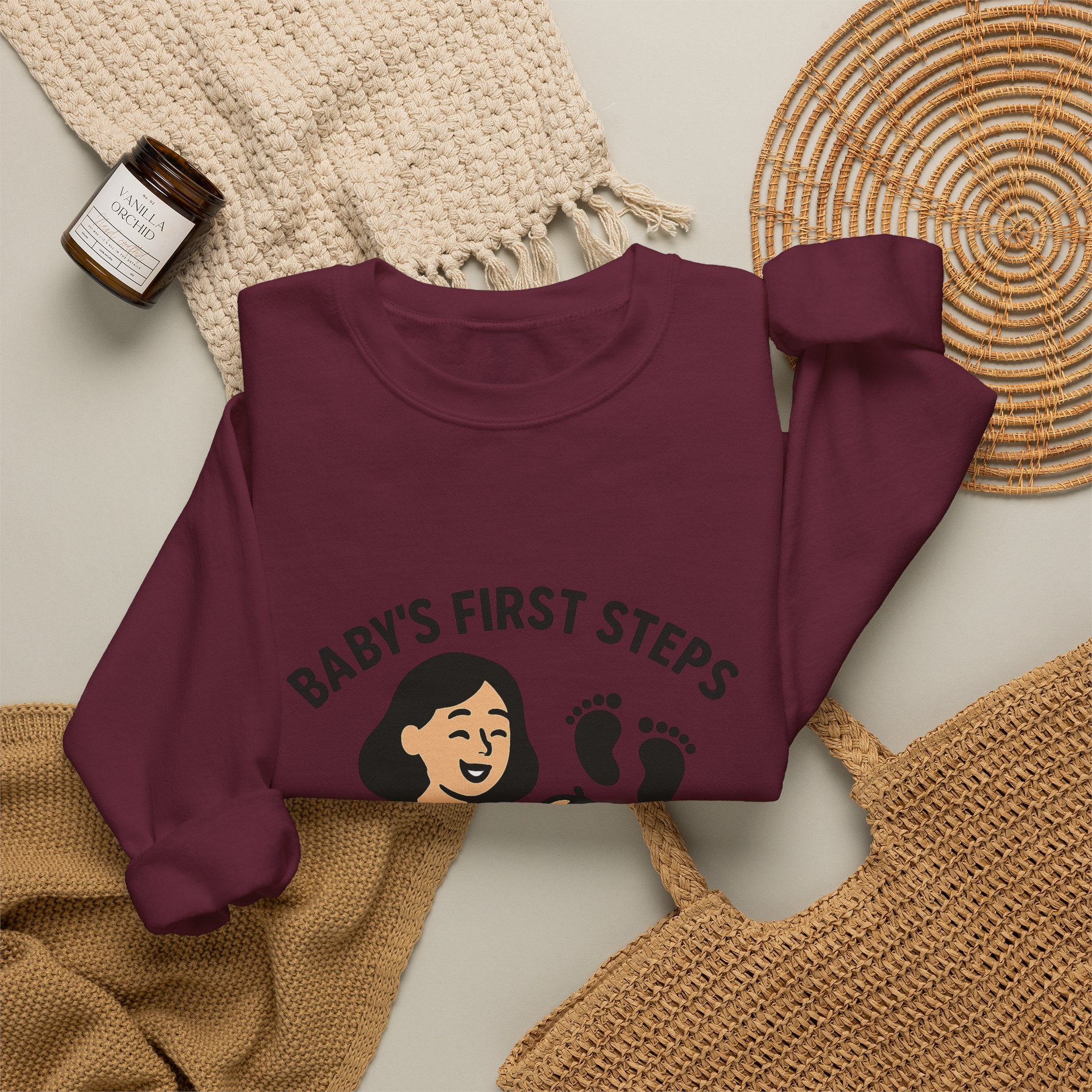 Baby's First Steps Sweatshirt, New Mom Gift, First Walking Milestone, Baby Footprint Shirt, Proud Mom Sweatshirt, Toddler Milestone