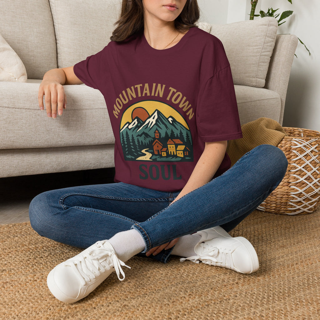 Mountain Town Soul Vintage Hiking Tee Raised on Mountain Air Shirt Wilderness Outdoor Adventure Gift Alpine Heritage Retro Tshirt