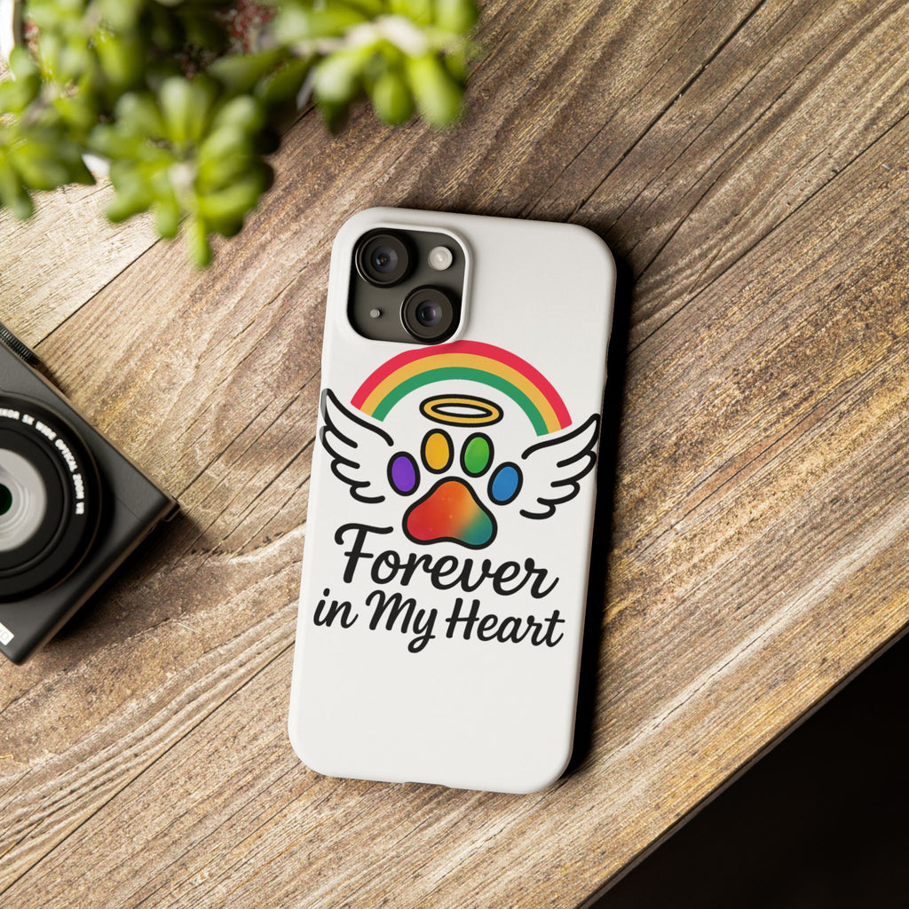 Rainbow Bridge Pet Memorial Phone Case Forever in My Heart Dog Cat Loss Sympathy Gift Remembrance Watercolor Paw Print Angel Pet