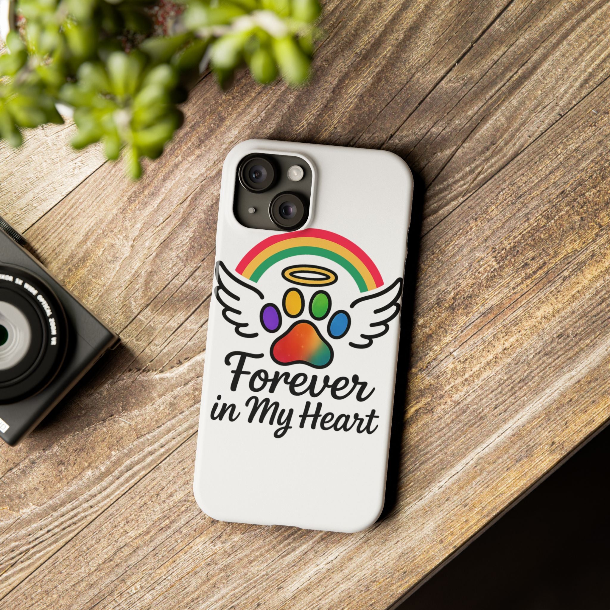 Rainbow Bridge Pet Memorial Phone Case Forever in My Heart Dog Cat Loss Sympathy Gift Remembrance Watercolor Paw Print Angel Pet