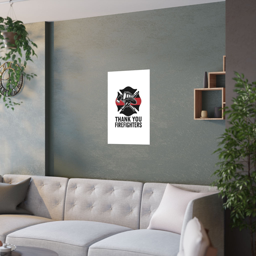 Thank You Firefighters Poster, Firefighter Appreciation Gift, Fire Station Wall Art, Fire Prevention Week Decor, Hero Tribute Print