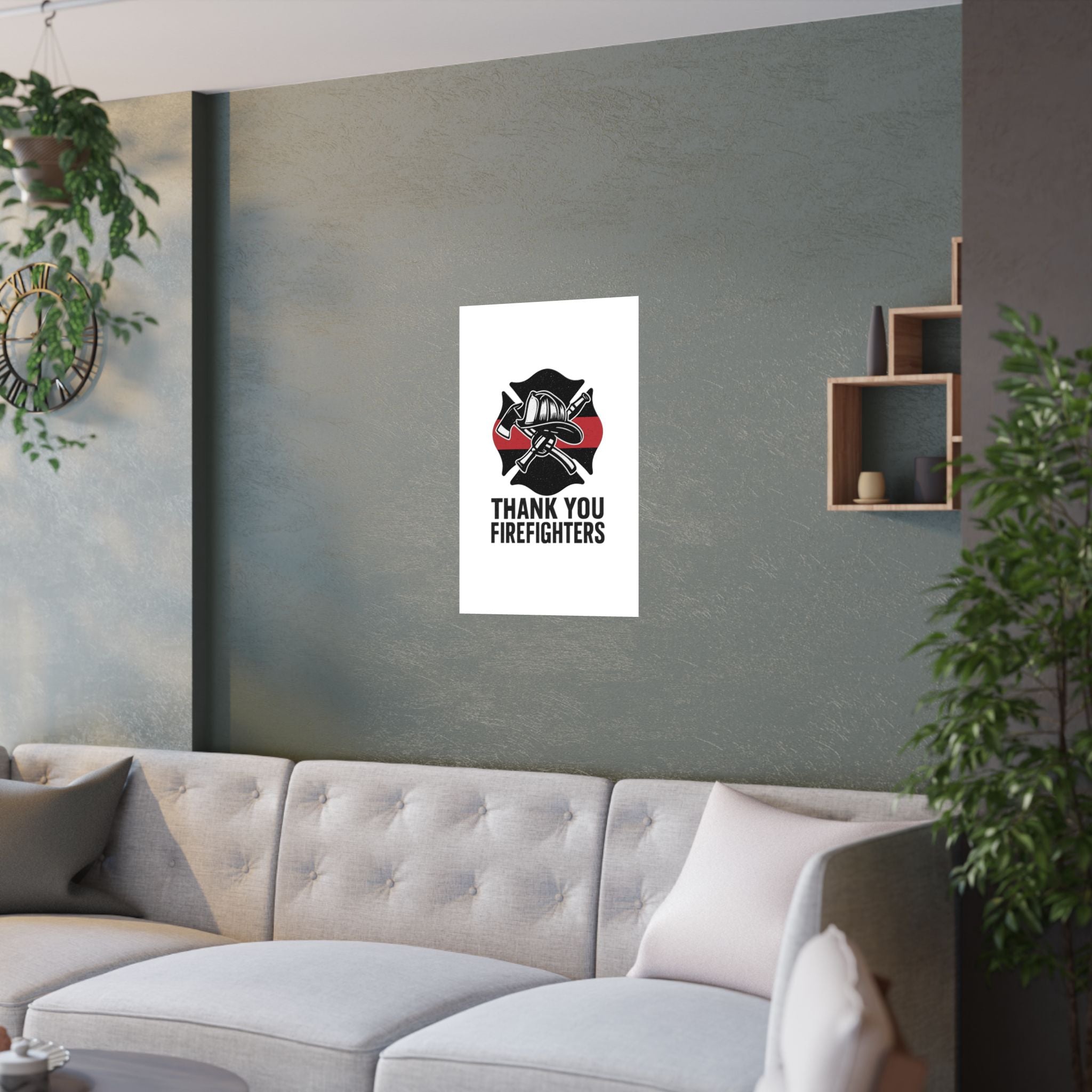 Thank You Firefighters Poster, Firefighter Appreciation Gift, Fire Station Wall Art, Fire Prevention Week Decor, Hero Tribute Print