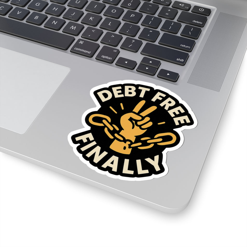 Debt Free Finally Sticker, Financial Freedom Victory Celebration, Broken Chains Money Milestone Achievement Gift Laptop Decal