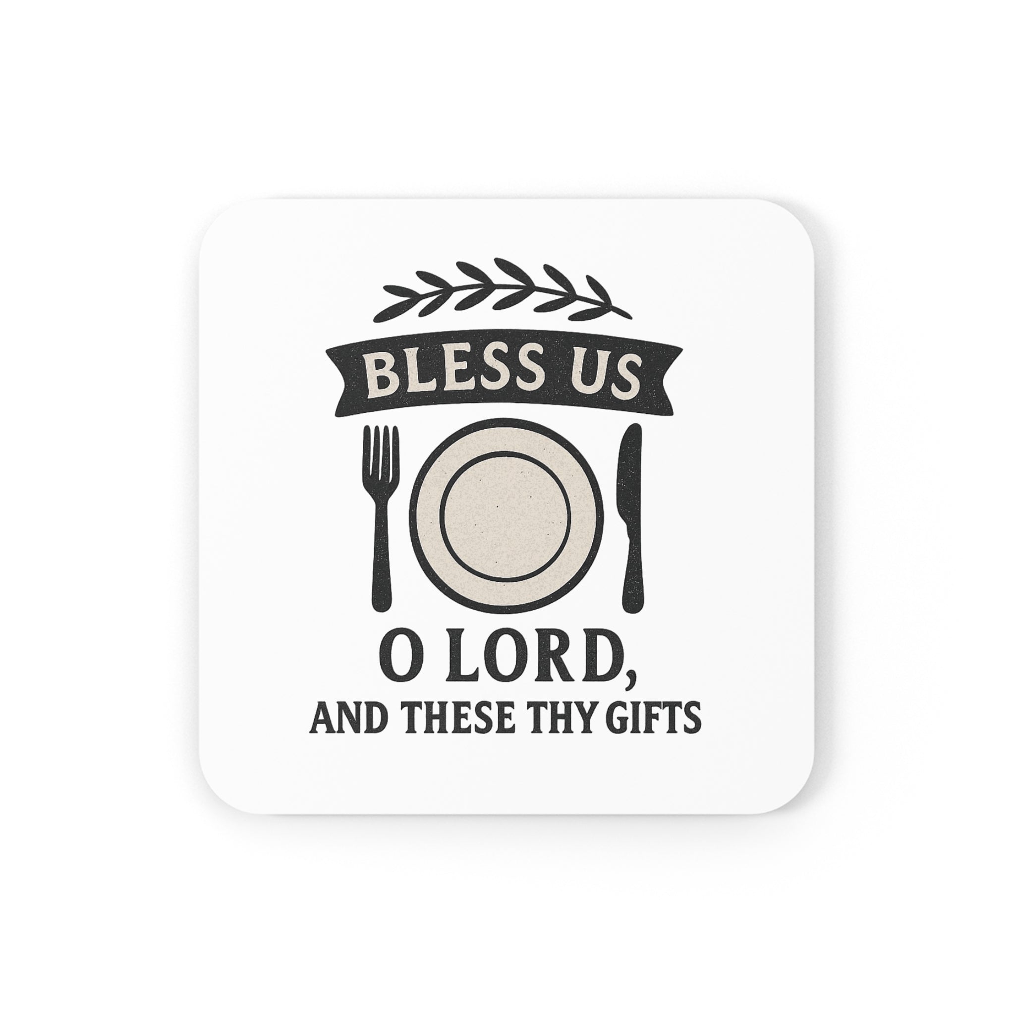 Farmhouse Table Prayer Blessing Cork Coaster Set | Rustic Grace Dinner Coasters | Housewarming Gift for Christian Home Decor