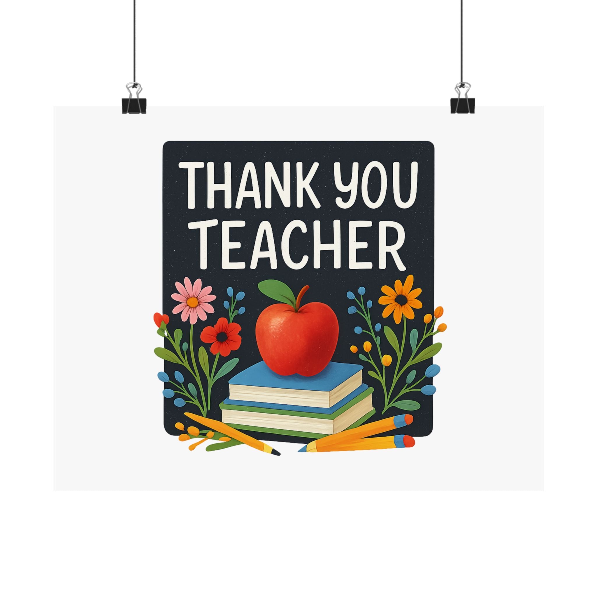 Thank You Teacher Gift Watercolor Wildflower Poster, Classroom Decor, End of School Year Gift, Teacher Appreciation Print