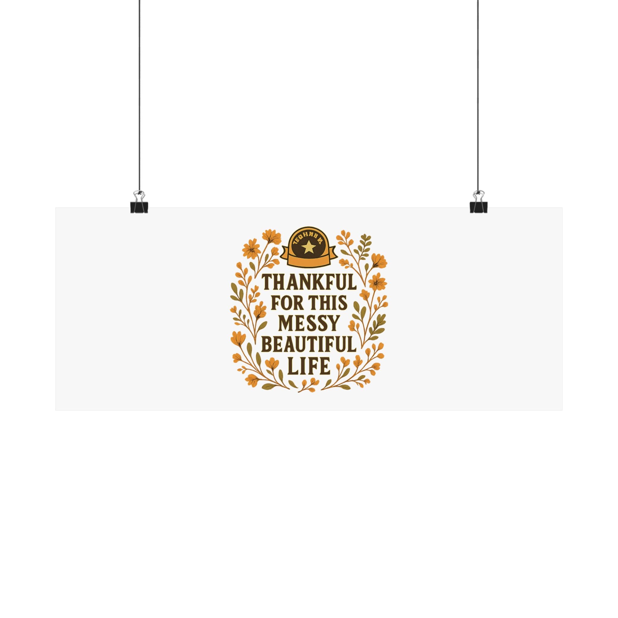 Thankful For This Messy Beautiful Life Poster, Gratitude Wall Art, Wildflower Print, Housewarming Gift, Earth Tone Home Decor