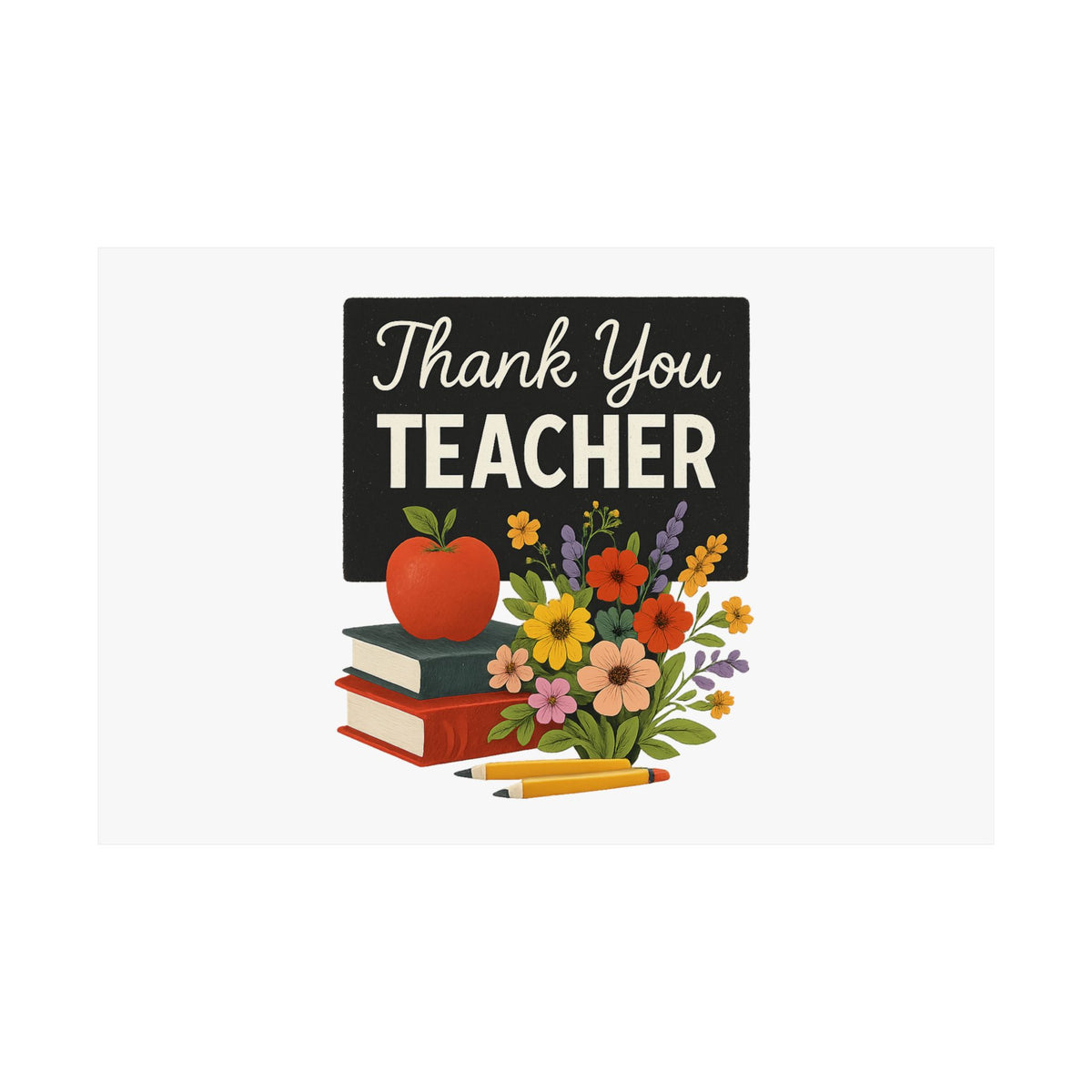 Thank You Teacher Gift Wildflower Watercolor Poster Classroom Wall Art Appreciation Print End of Year School Decor