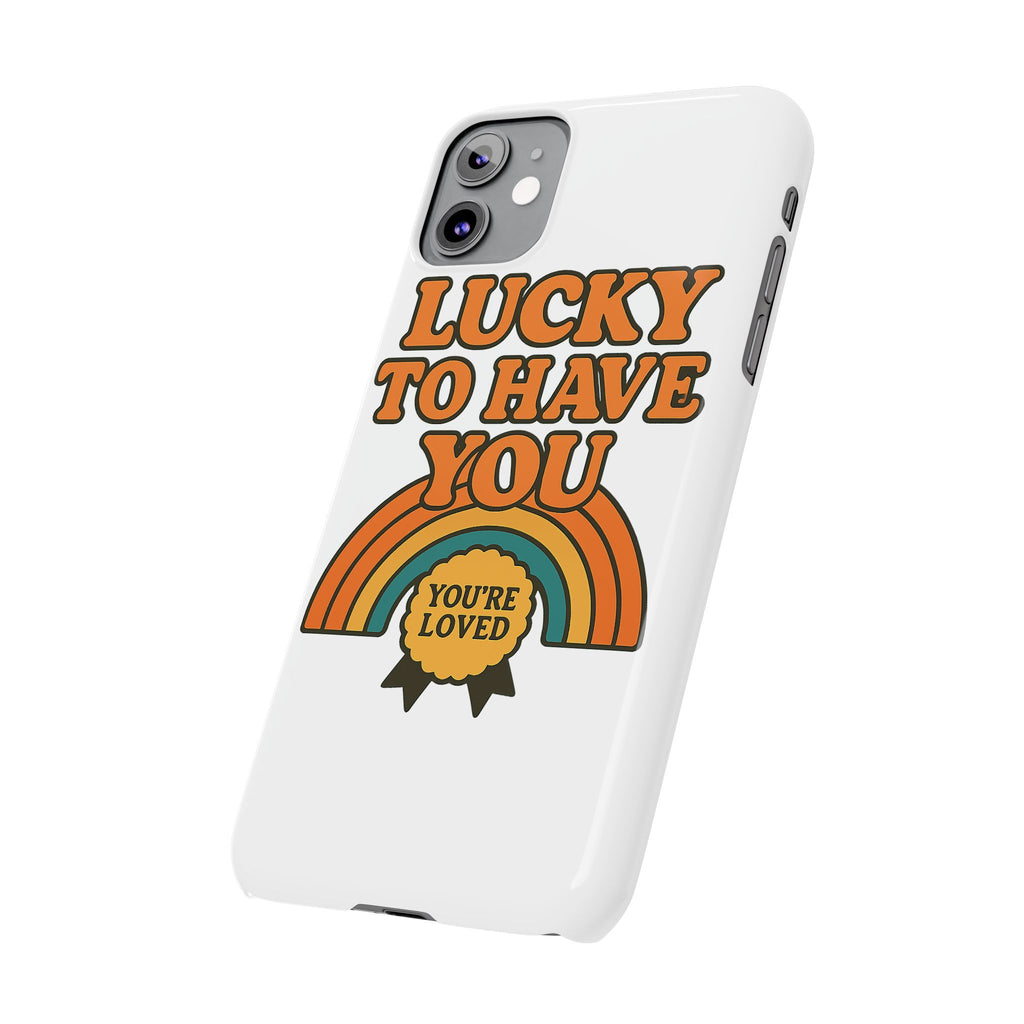 Lucky To Have You Phone Case Friendship Gift Best Friend Galentines Day Retro 70s Rainbow Vintage Appreciation Bestie Squad