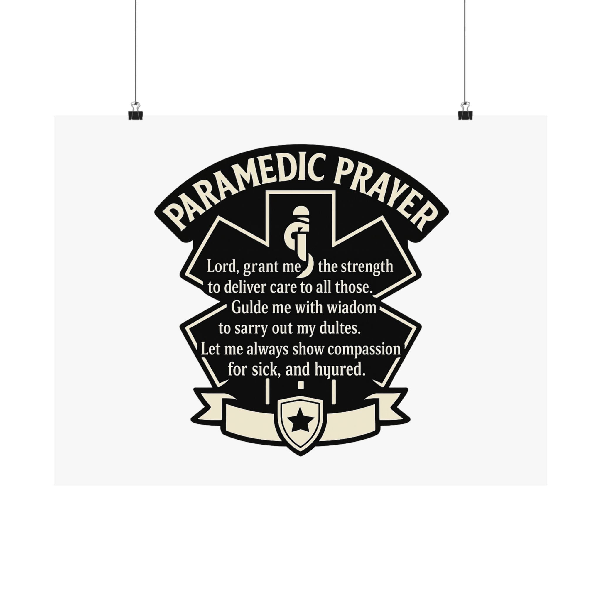 Paramedic Prayer Poster, EMS Gift, Star of Life Wall Art, Paramedic Graduation Gift, EMT Decor, First Responder Print, Thin White Line