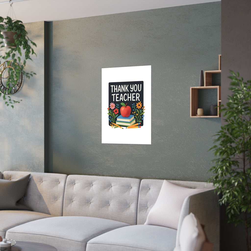 Thank You Teacher Gift Watercolor Wildflower Poster, Classroom Decor, End of School Year Gift, Teacher Appreciation Print