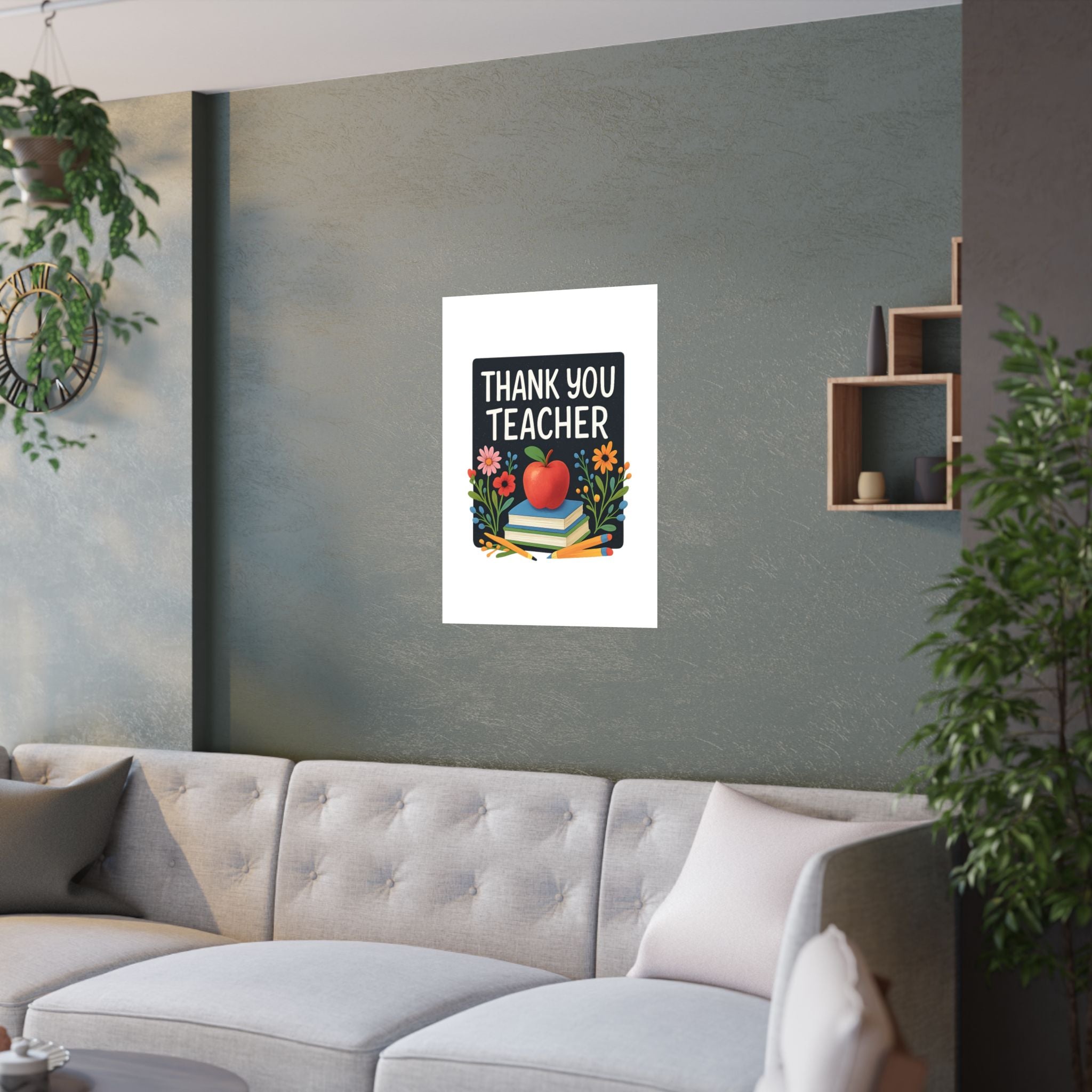 Thank You Teacher Gift Watercolor Wildflower Poster, Classroom Decor, End of School Year Gift, Teacher Appreciation Print
