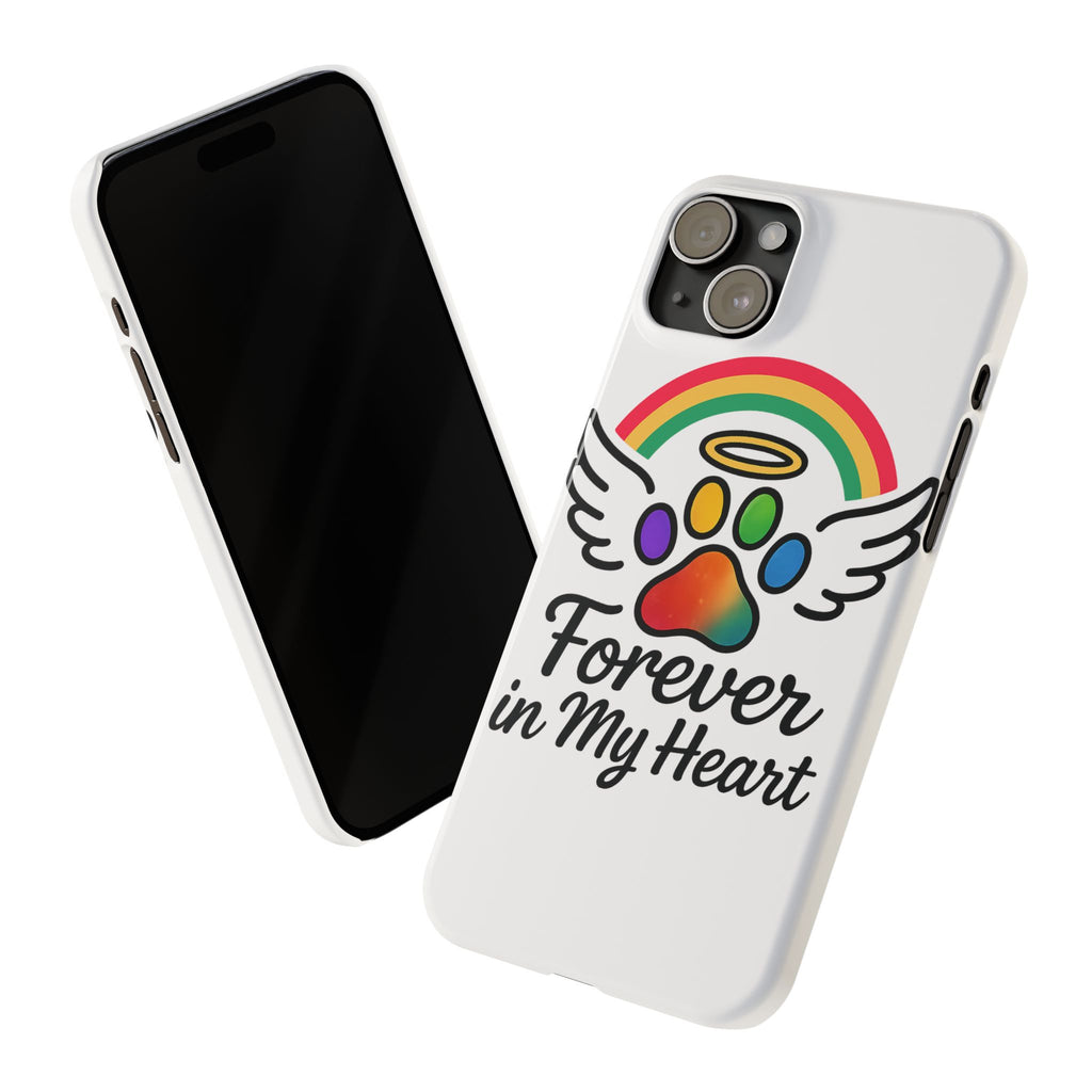 Rainbow Bridge Pet Memorial Phone Case Forever in My Heart Dog Cat Loss Sympathy Gift Remembrance Watercolor Paw Print Angel Pet