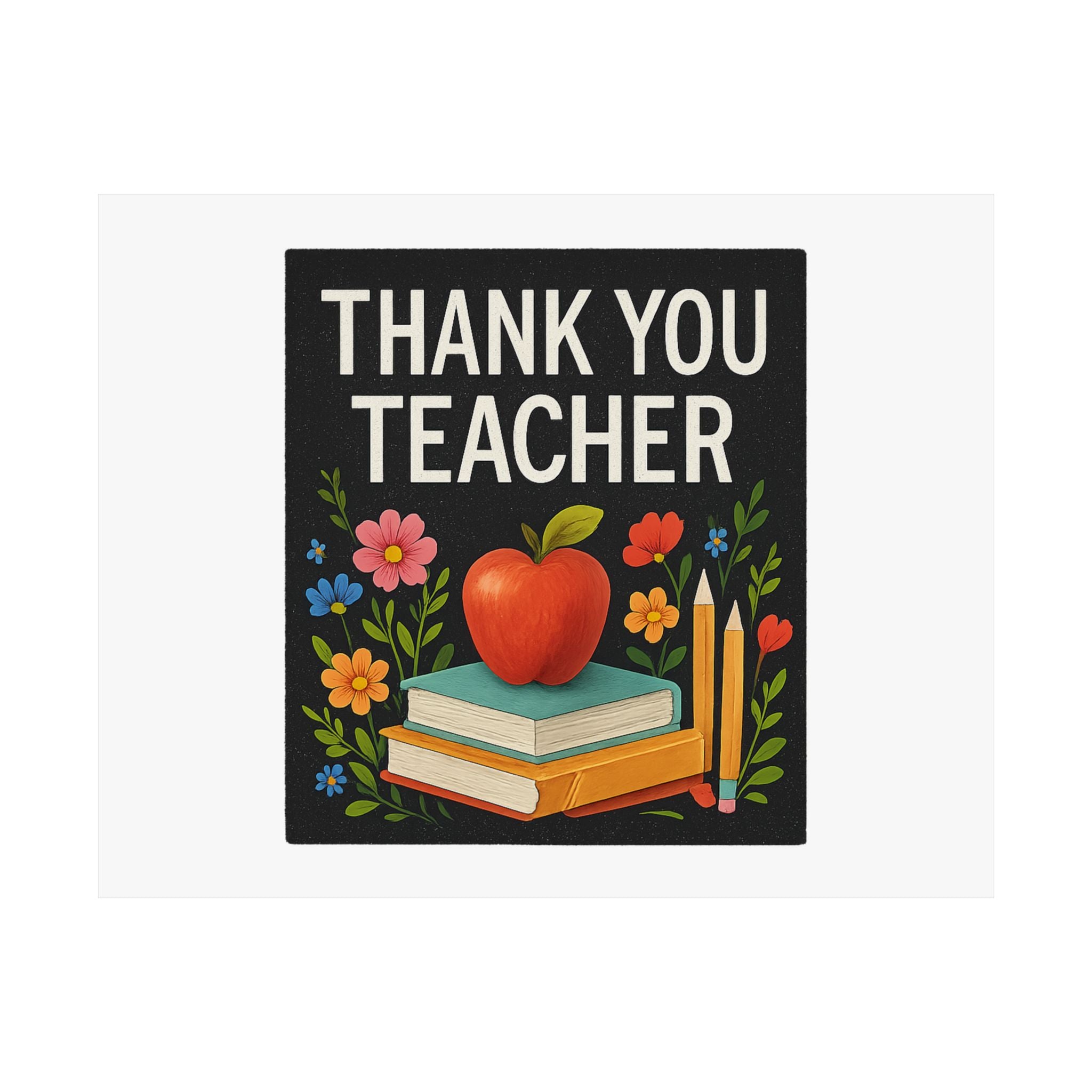 Thank You Teacher Gift Poster, Wildflower Watercolor Classroom Decor, Teacher Appreciation Wall Art, End of Year Gift