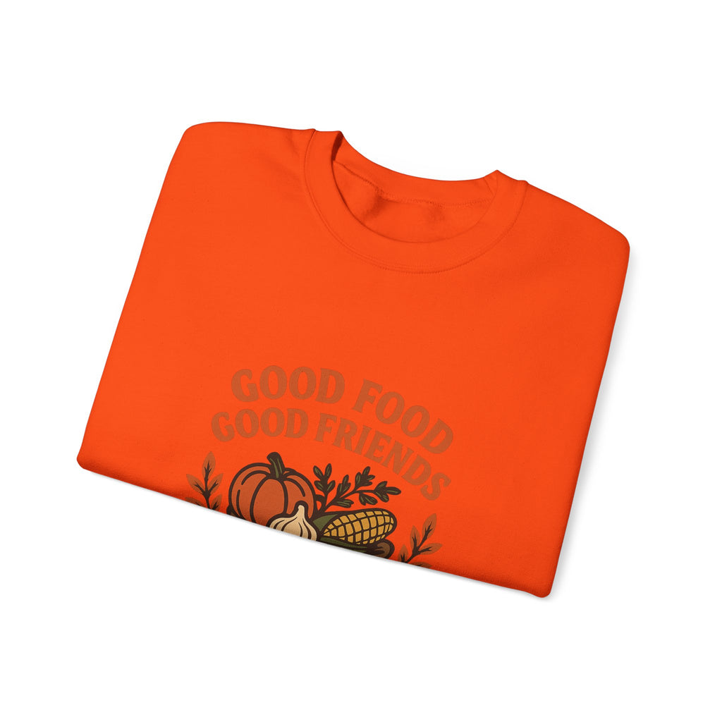 Good Food Good Friends Grateful Heart Sweatshirt, Thanksgiving Hostess Gift, Cooking Sweatshirt, Kitchen Lover Gift, Autumn Cozy Top