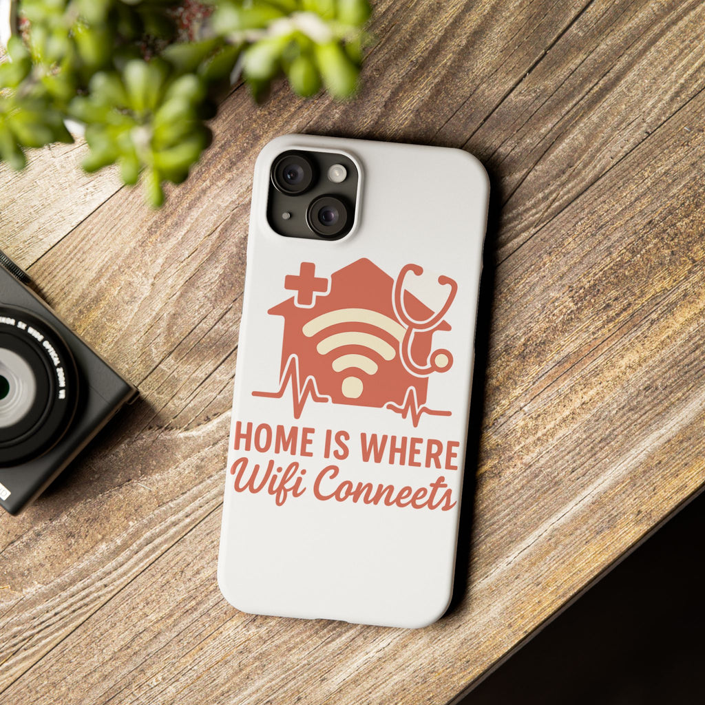 Home Is Where WiFi Connects Phone Case | Funny Tech Lover Gift | Minimalist House Phone Cover | Millennial Gen Z Humor Case