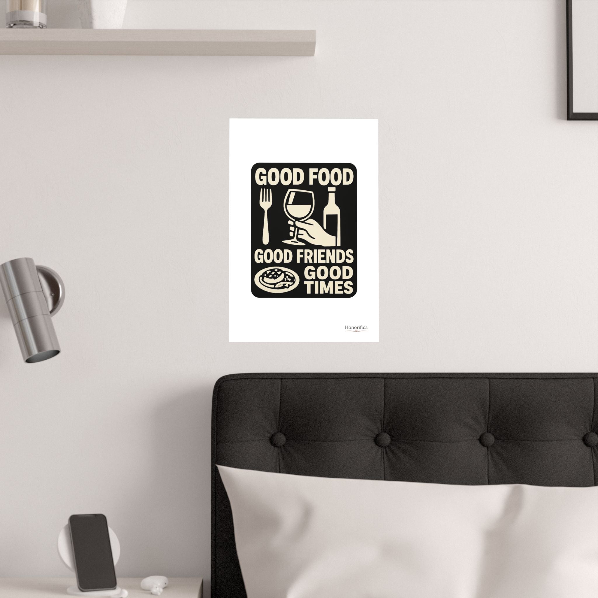 Good Food Good Friends Good Times Poster, Kitchen Wall Art, Dining Room Decor, Friendship Quote Print, Hostess Gift Wine Lover