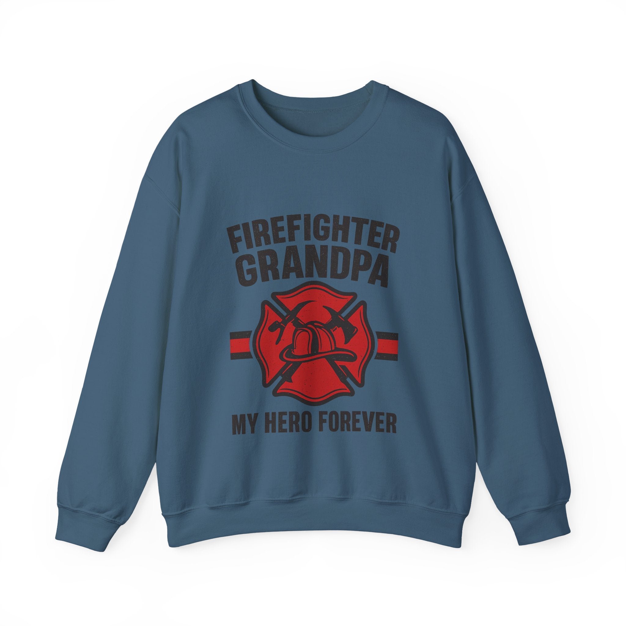 Firefighter Grandpa Sweatshirt My Hero Forever Gift Vintage Fire Station Badge Grandparents Day Fireman Grandfather Shirt
