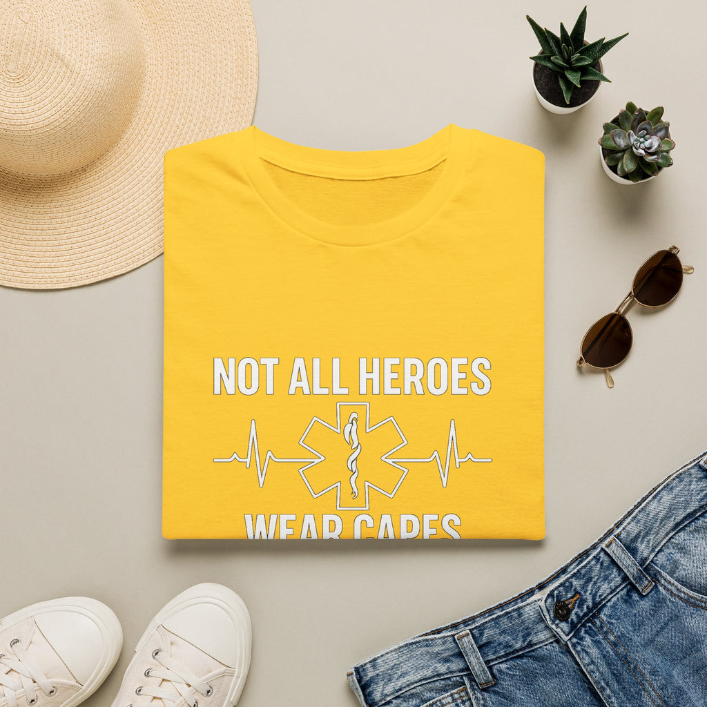 Not All Heroes Wear Capes Some Drive Ambulances Shirt, EMS Paramedic Gift, EMT Appreciation Tee, Star of Life, Thin White Line