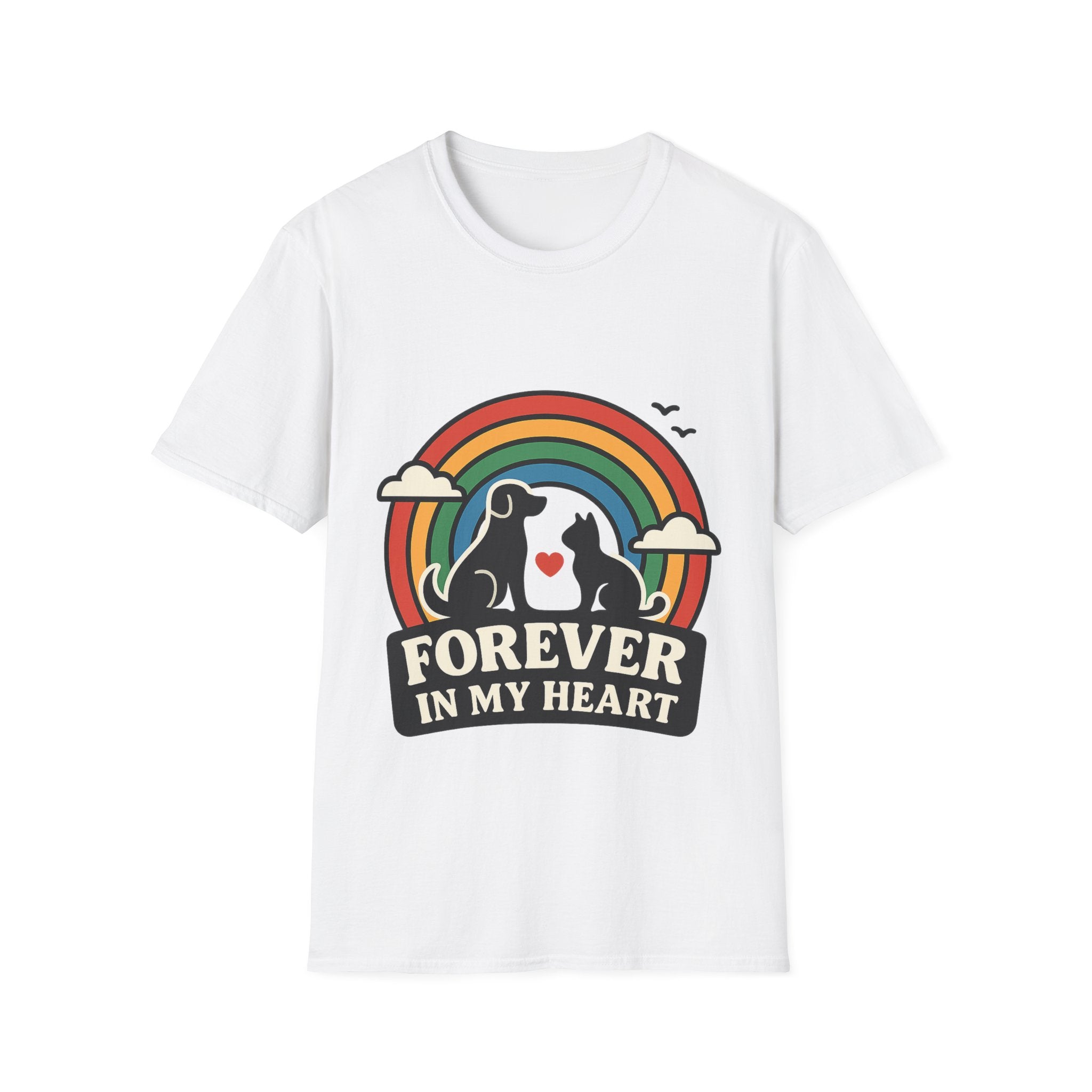 Rainbow Bridge Pet Memorial Shirt, Dog Cat Loss Gift, Forever in My Heart, Pet Remembrance Tee, Sympathy Gift for Pet Owner