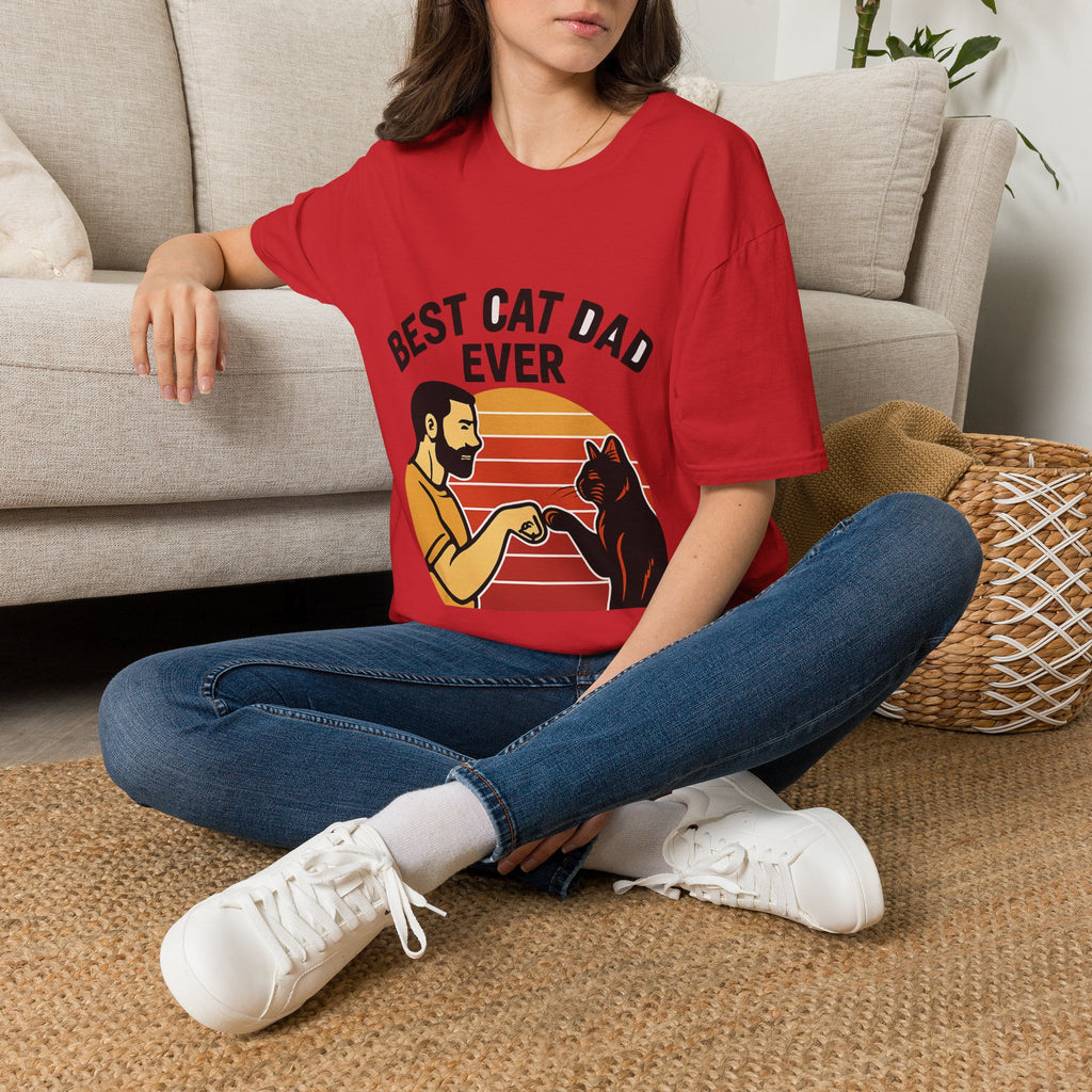 Best Cat Dad Ever Shirt Vintage Retro Cat Lover Gift for Men Father's Day Cat Owner Tshirt Funny Cat Dad Gift Retro Sunset Tee