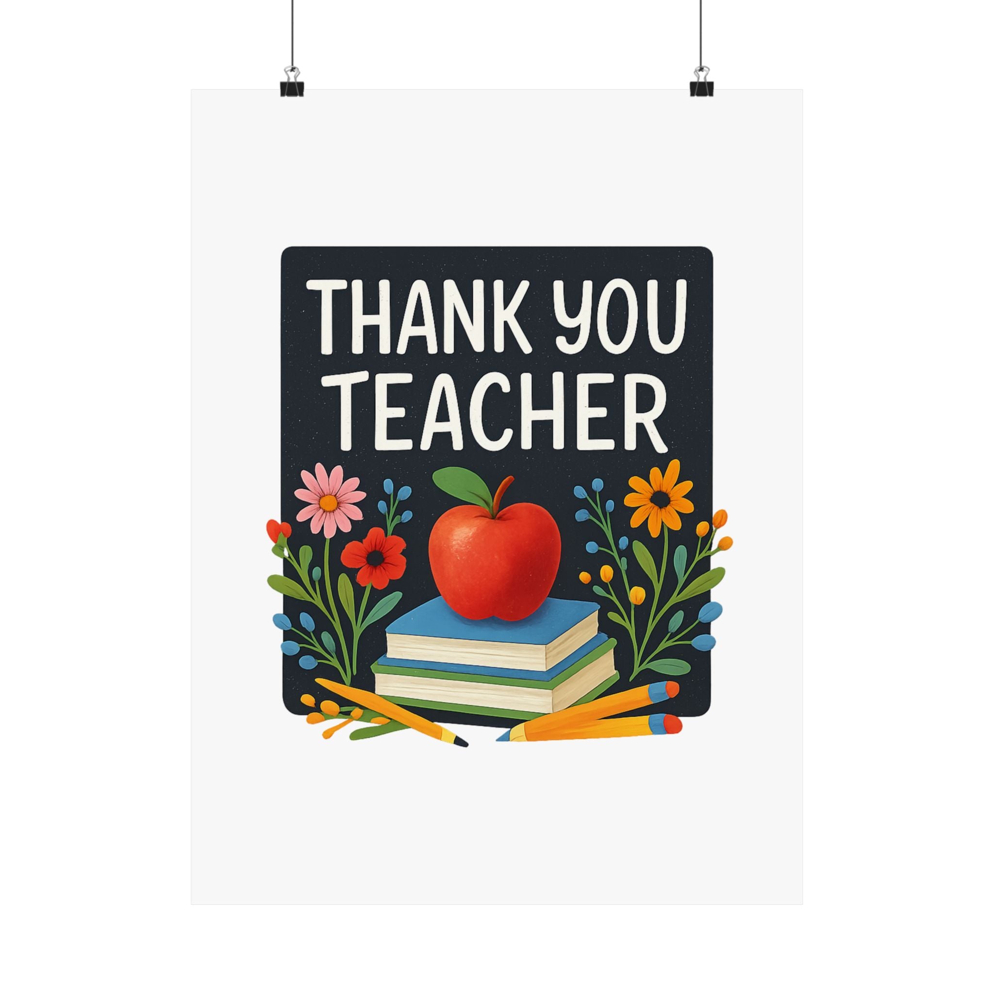 Thank You Teacher Gift Watercolor Wildflower Poster, Classroom Decor, End of School Year Gift, Teacher Appreciation Print