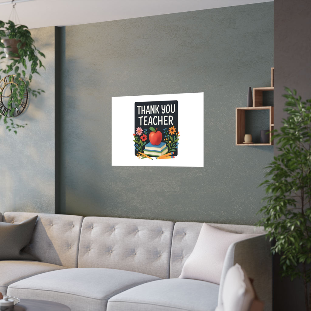 Thank You Teacher Gift Watercolor Wildflower Poster, Classroom Decor, End of School Year Gift, Teacher Appreciation Print