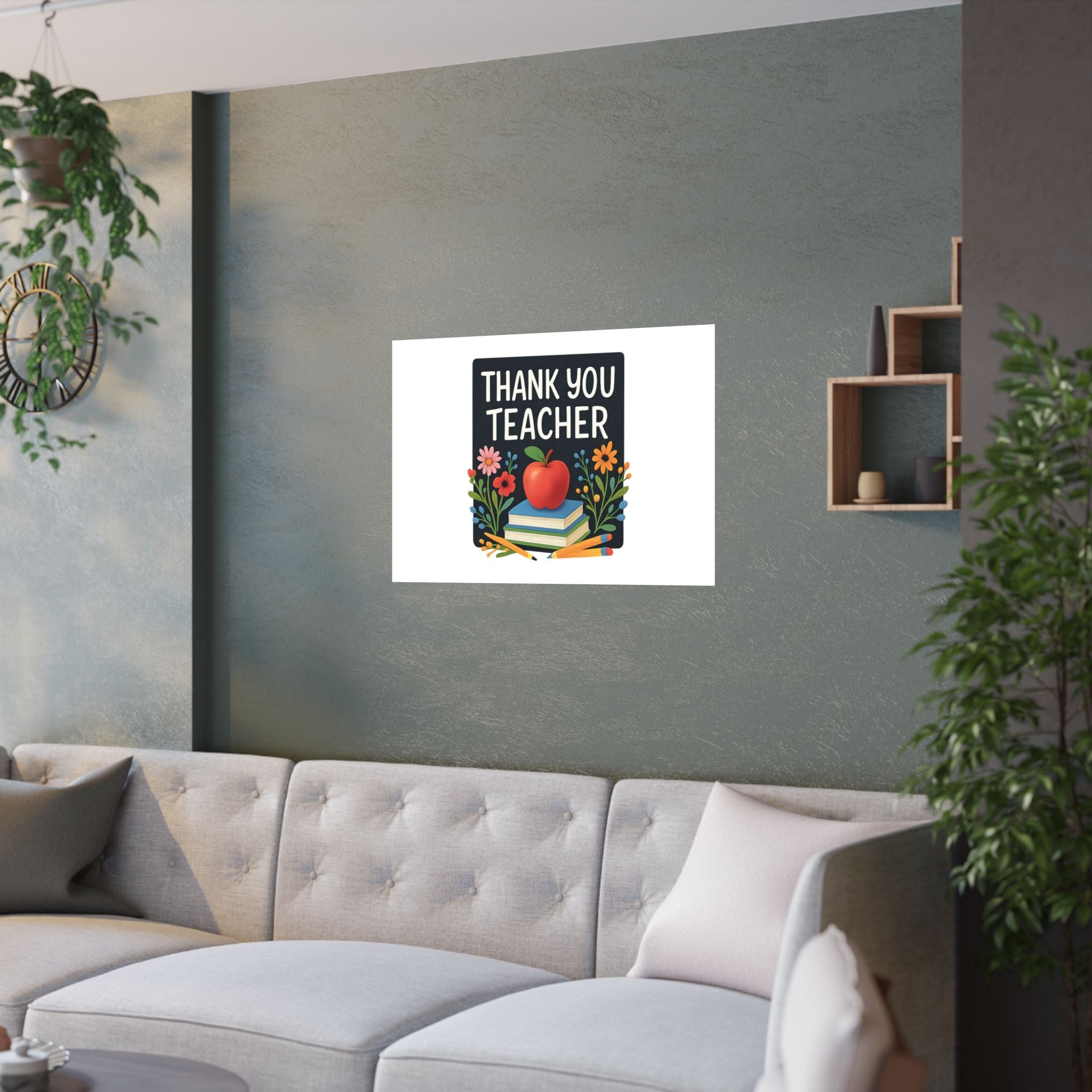 Thank You Teacher Gift Watercolor Wildflower Poster, Classroom Decor, End of School Year Gift, Teacher Appreciation Print